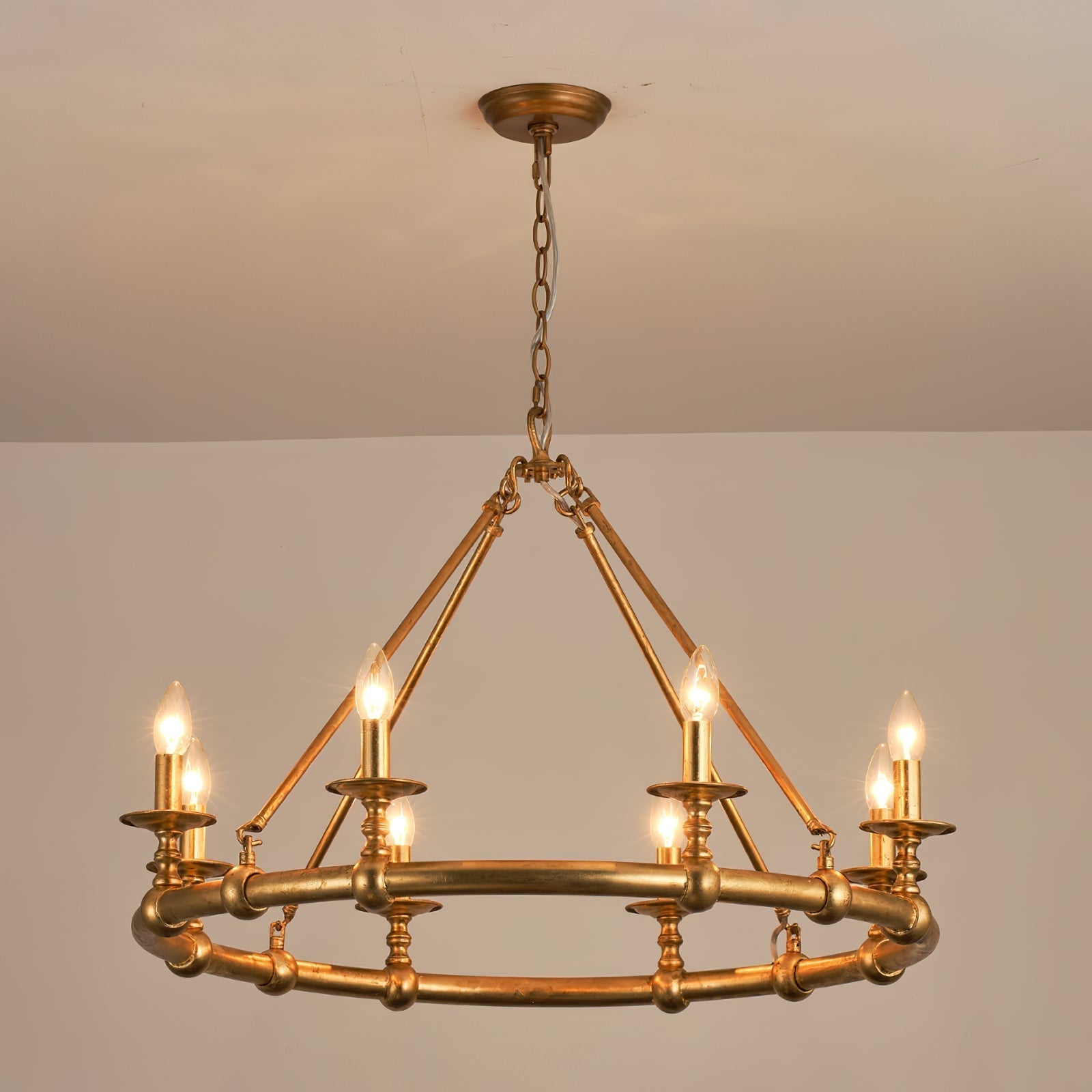 Unite Vintage Industrie Rund Gold Kronleuchter-Letslighting