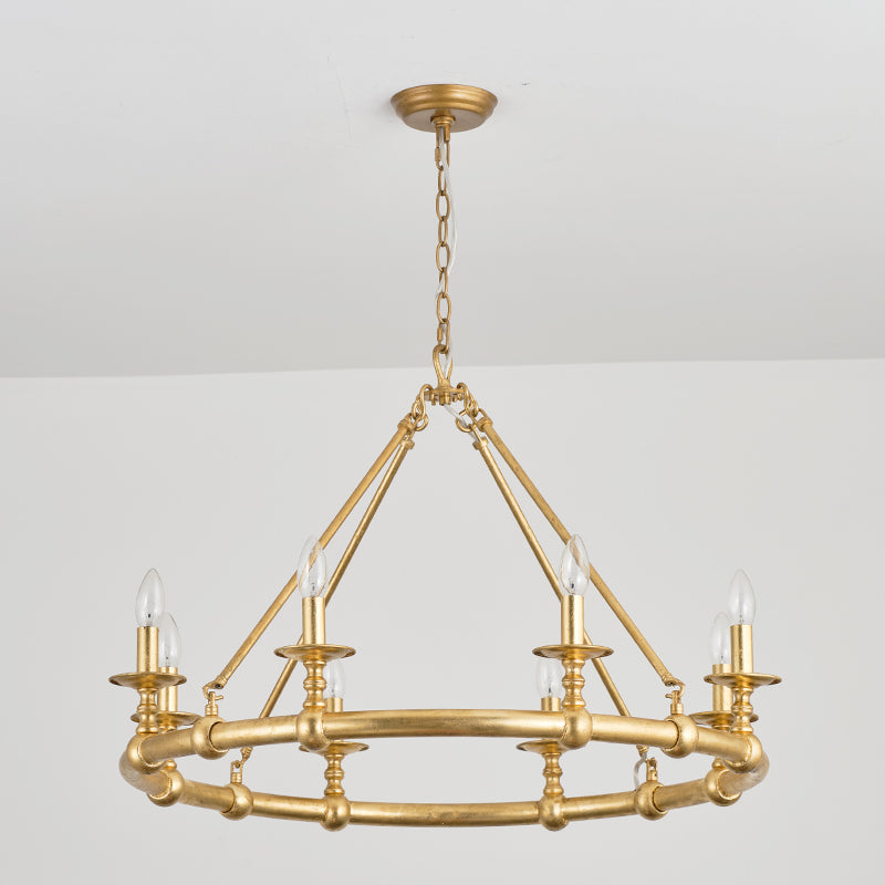 Unite Vintage Industrie Rund Gold Kronleuchter-Letslighting