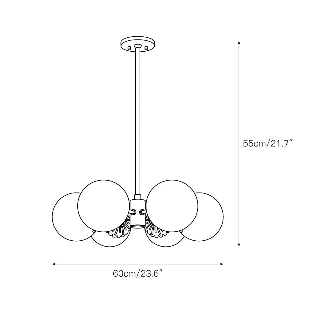 Whisper Modern Minimalist Globe Brass Glass Chandelier - Letslighting