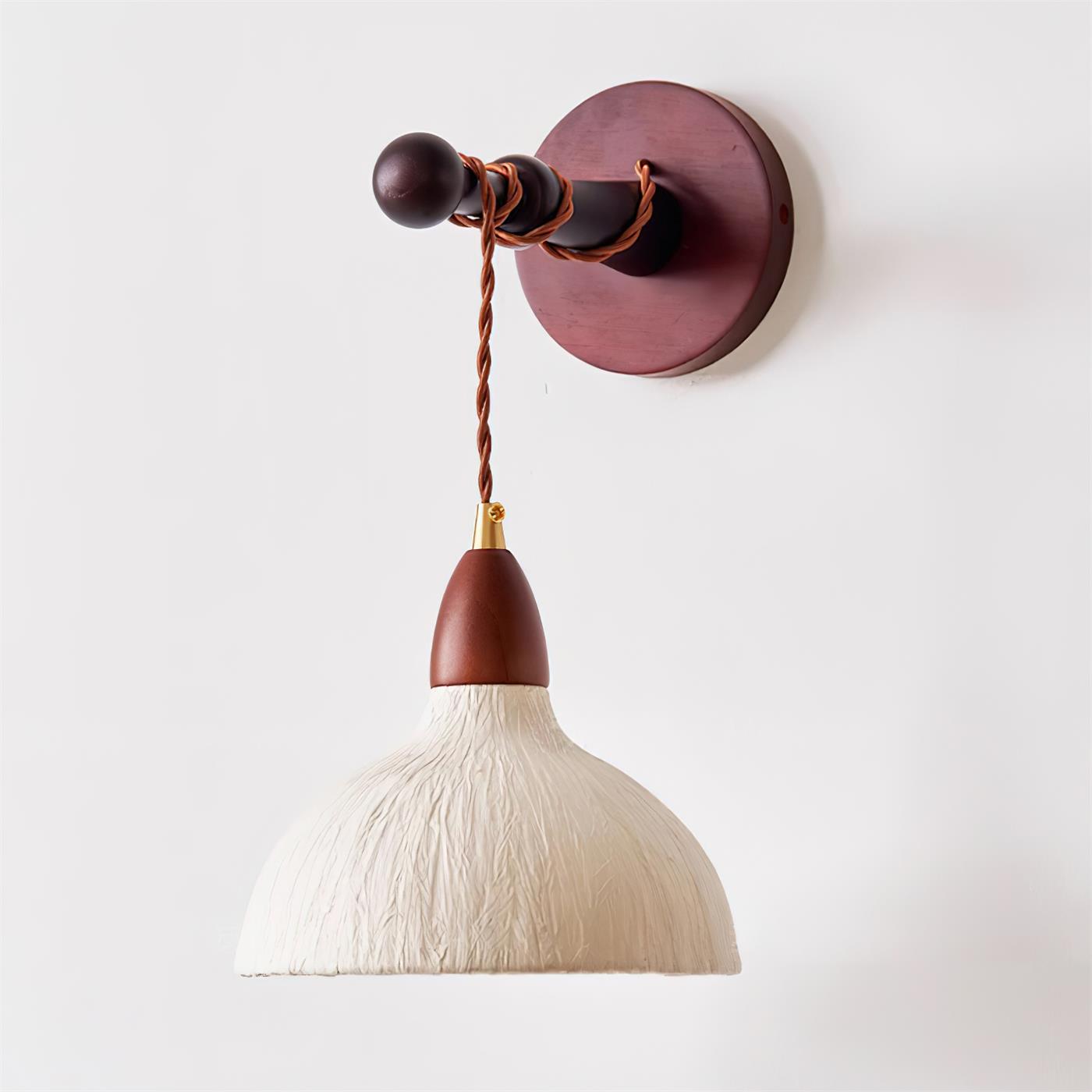 Wall Lamp Rice Paper Shade Wood Arm - Letslighting