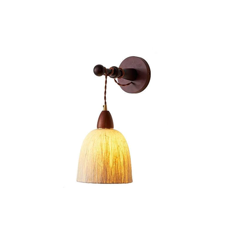 Wall Lamp Rice Paper Shade Wood Arm - Letslighting