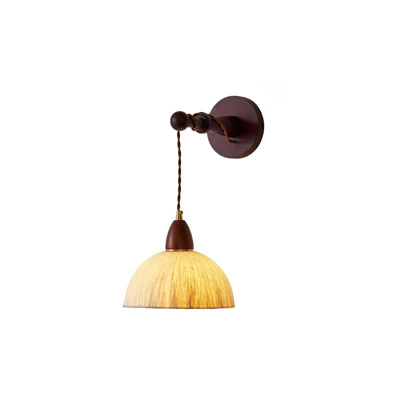 Wall Lamp Rice Paper Shade Wood Arm - Letslighting
