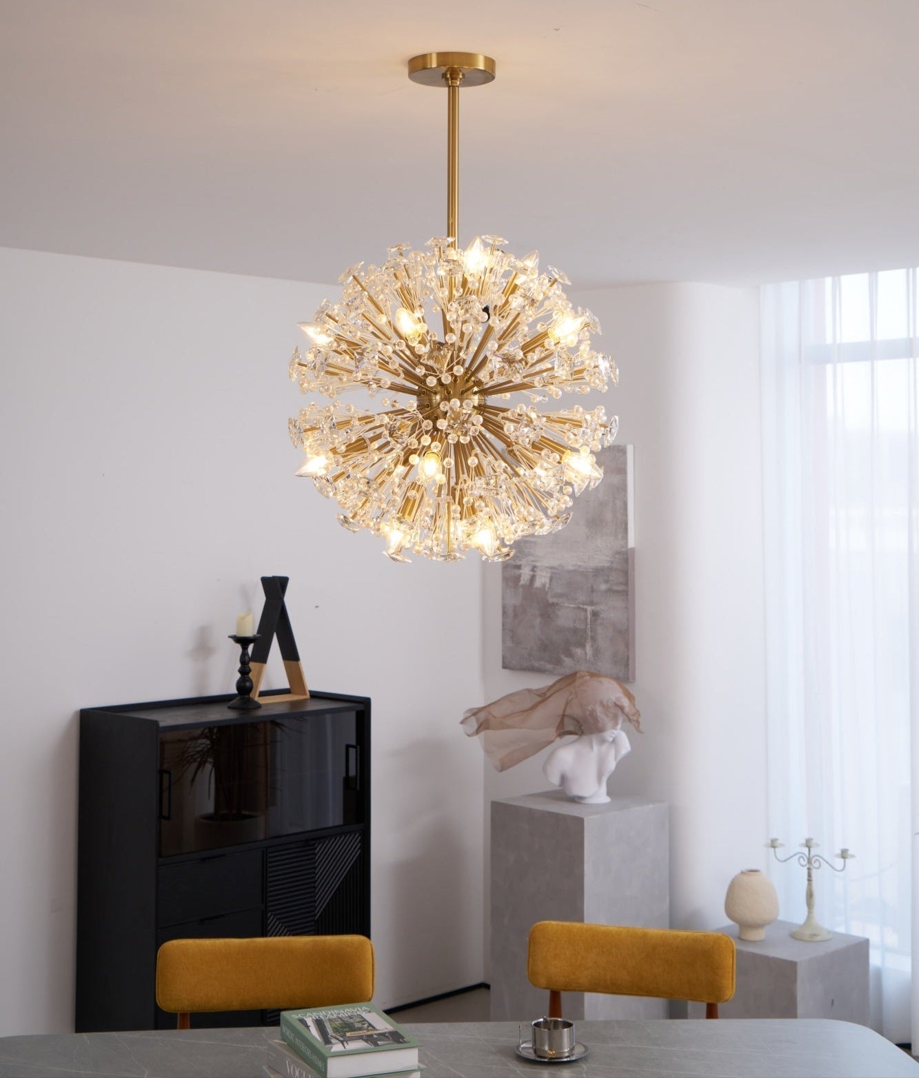 Aurora Chandelier Dickinson Gold Crystal Starburst - Neutralighting