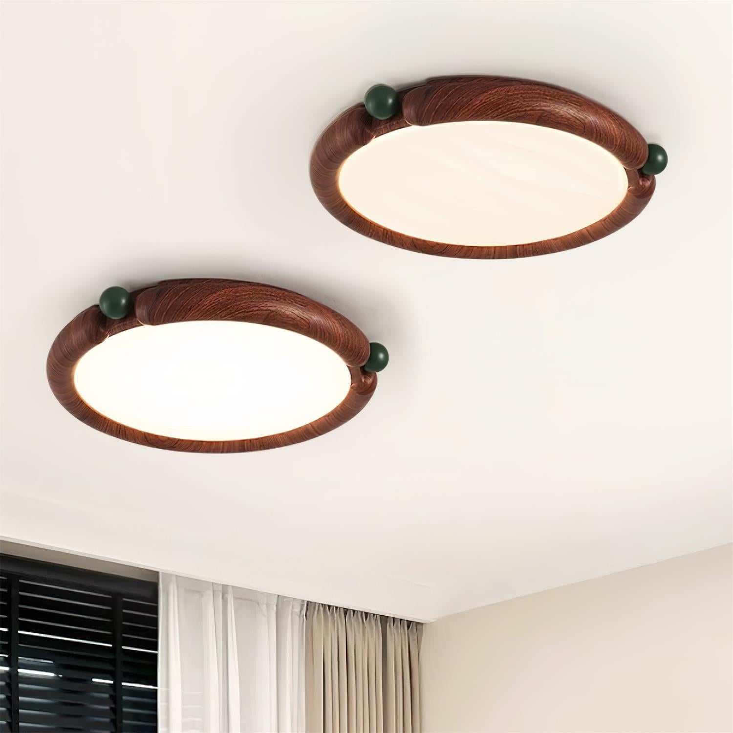 Ceiling Light Round Panel Walnut A/B Model - Letslighting