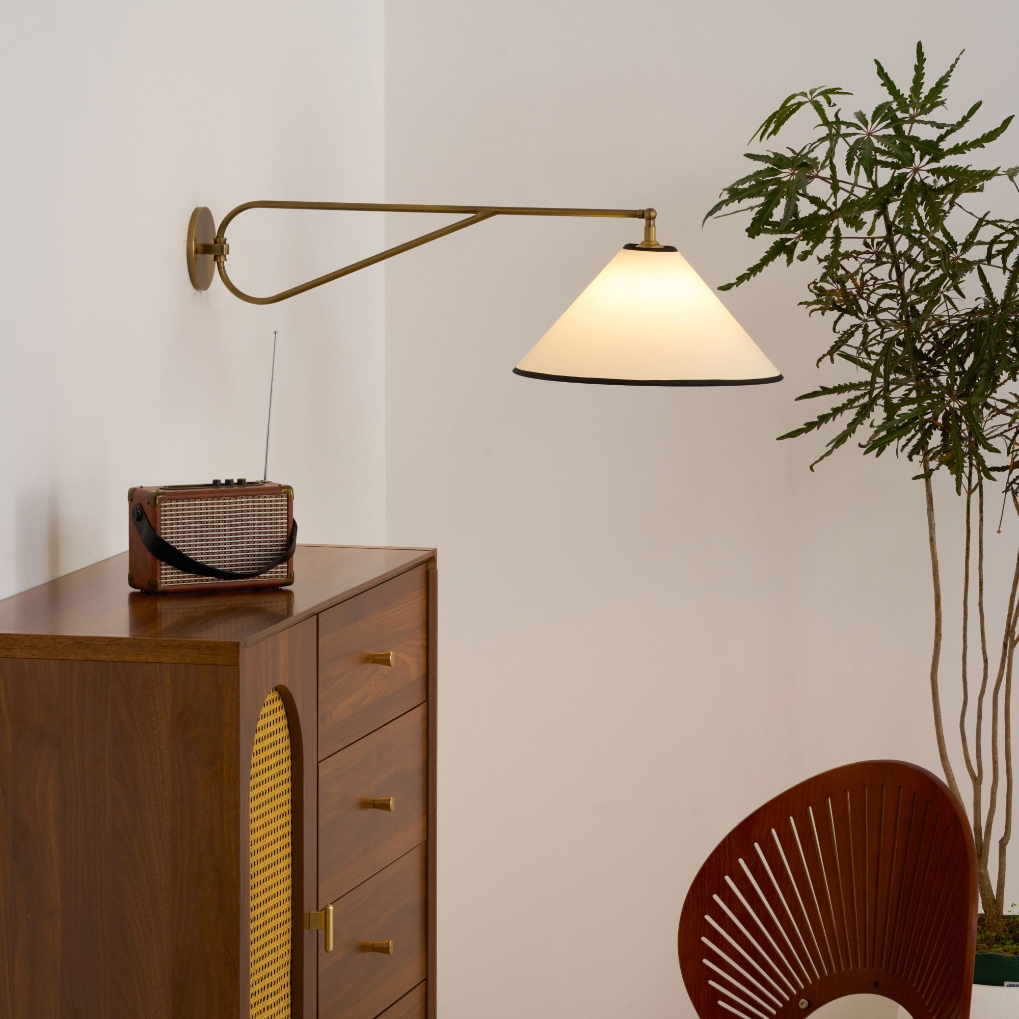 Hymn Vintage Messing Stoff Wandleuchte-Letslighting