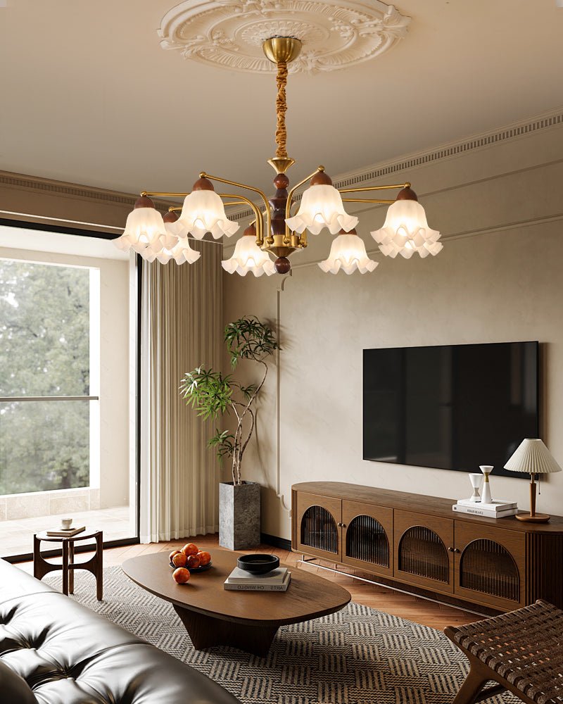 Lylaeen Eleganz Vintage Glas Holz Kronleuchter-Letslighting