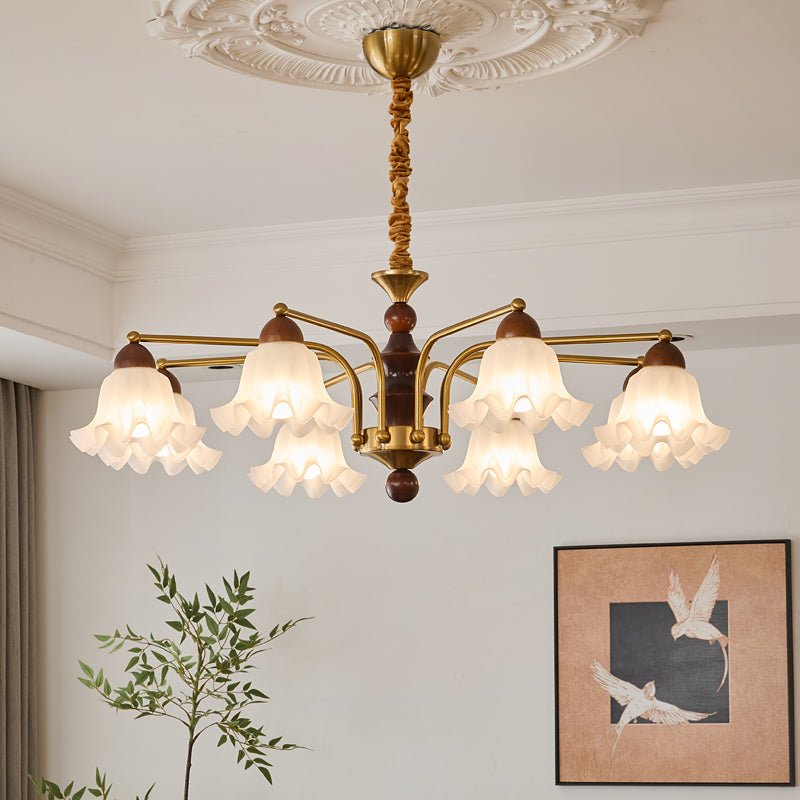 Lylaeen Eleganz Vintage Glas Holz Kronleuchter-Letslighting