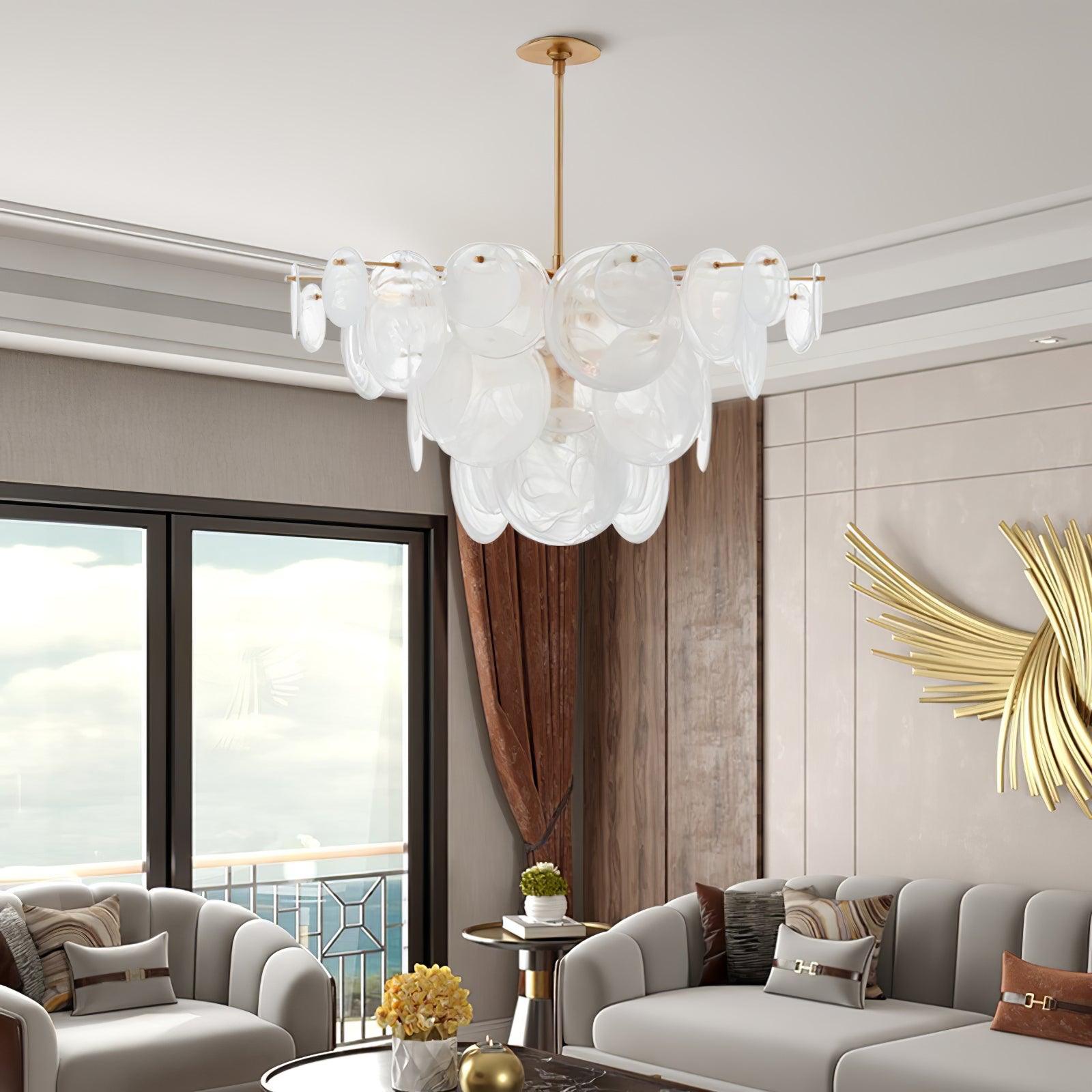 Olvynis Postmodern Luxury Discs Brass Glass Metal Chandelier - Blowlighting