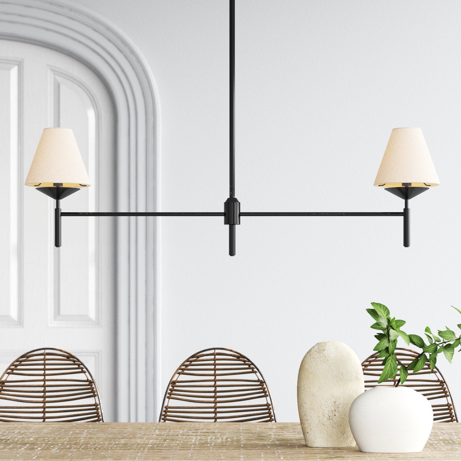 Ulphaa Vintage Industrial Black Fabric Chandelier - Letslighting