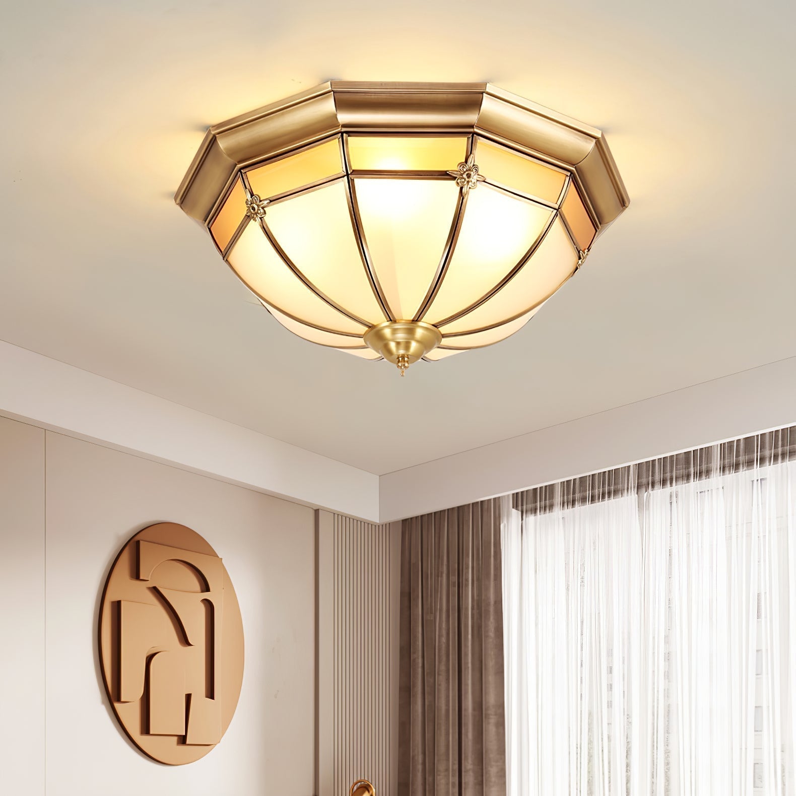 Vovynan Elegance Dome Deckenleuchte aus Messing und Glas-Letslighting