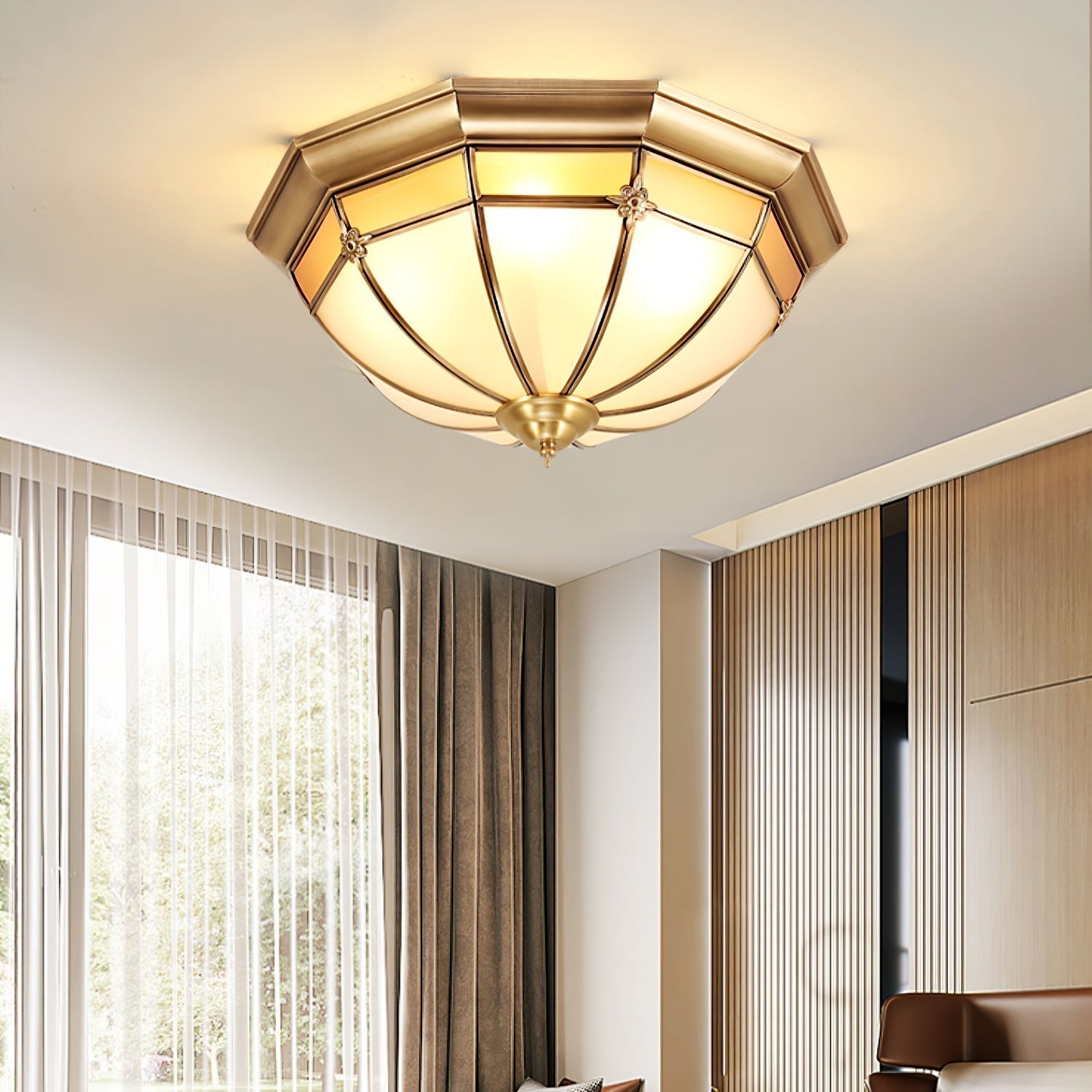 Vovynan Elegance Dome Deckenleuchte aus Messing und Glas-Letslighting