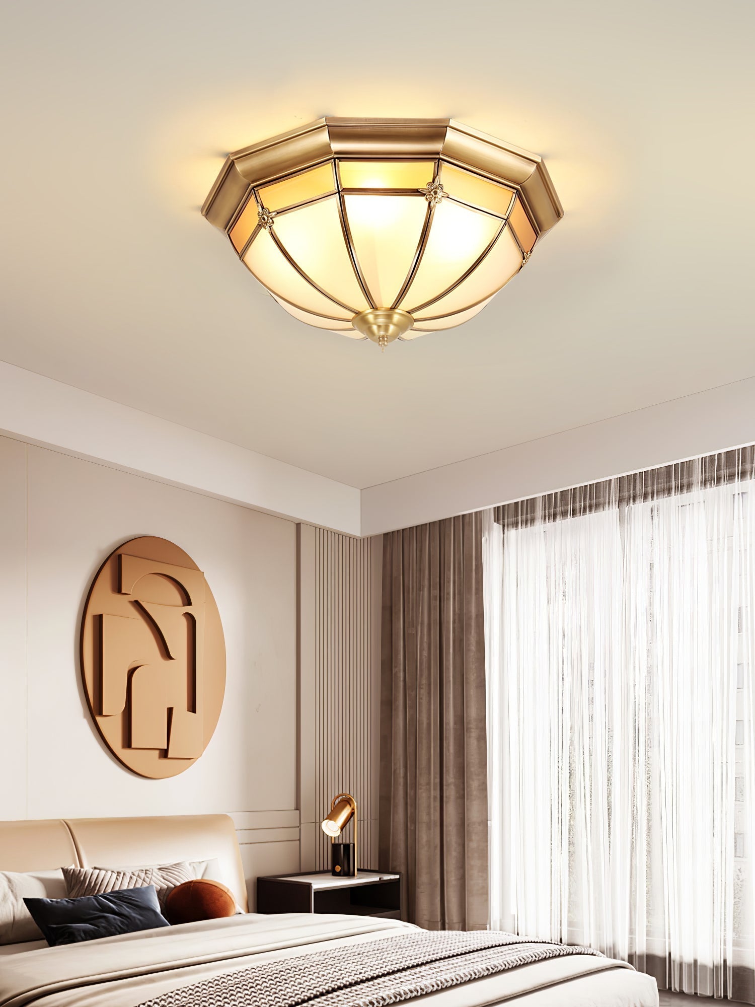 Vovynan Elegance Dome Deckenleuchte aus Messing und Glas-Letslighting