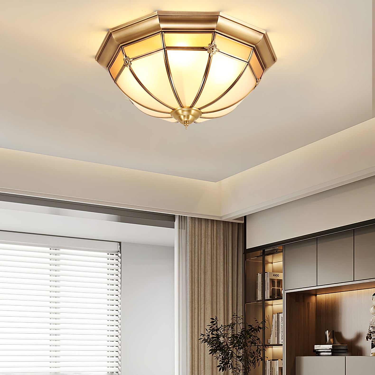 Vovynan Elegance Dome Deckenleuchte aus Messing und Glas-Letslighting