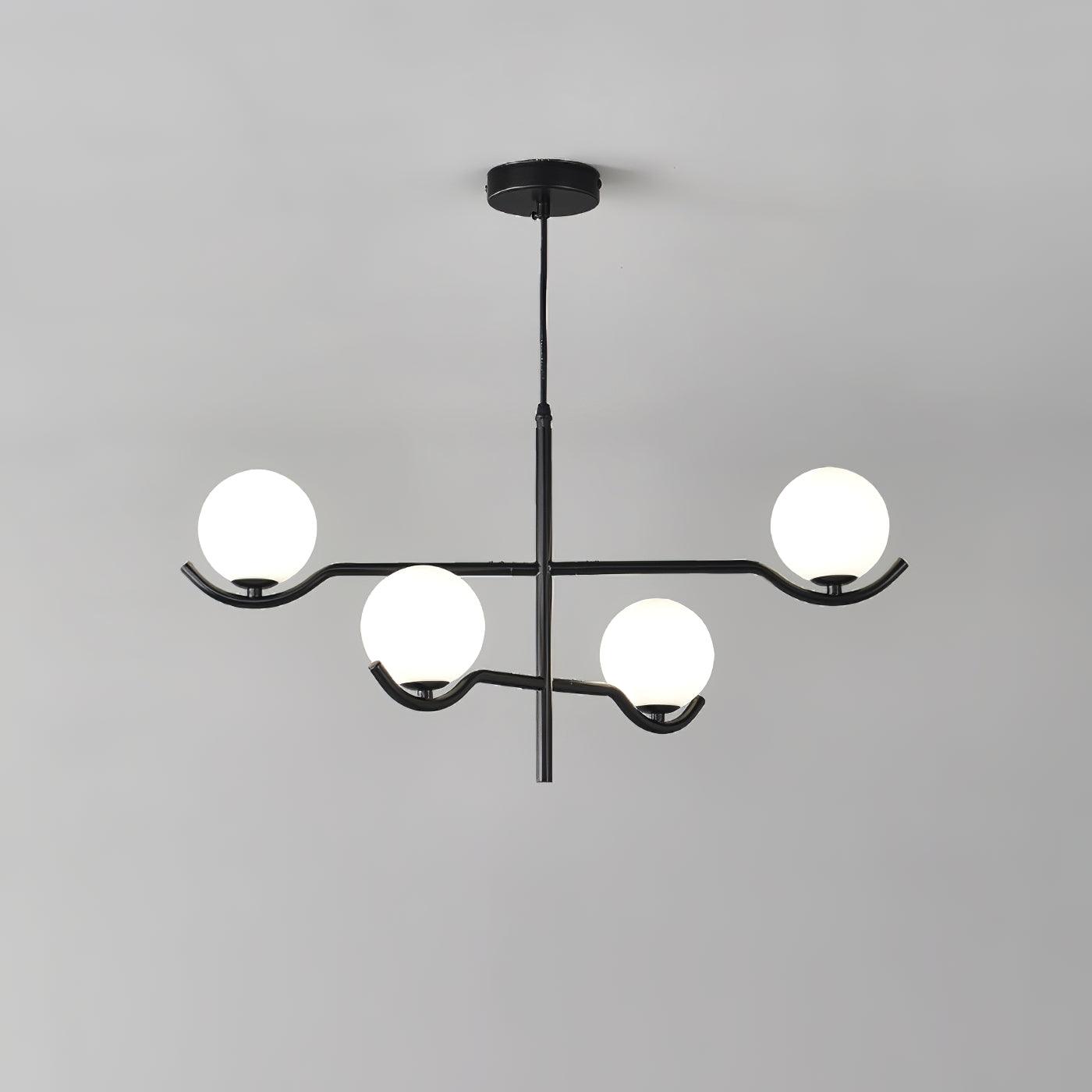 Lustra Pendelleuchte Rahmen Schwarz Glas-Letslighting