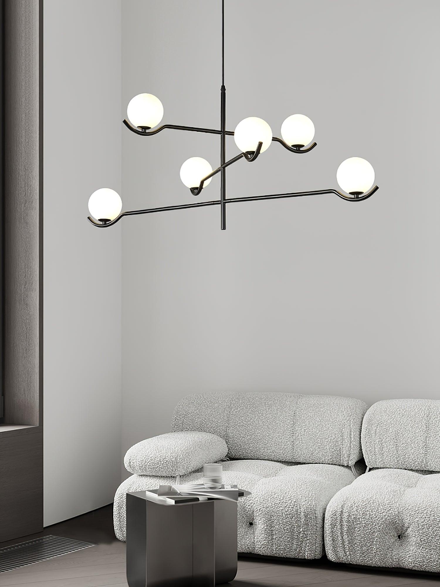 Lustra Pendelleuchte Rahmen Schwarz Glas-Letslighting