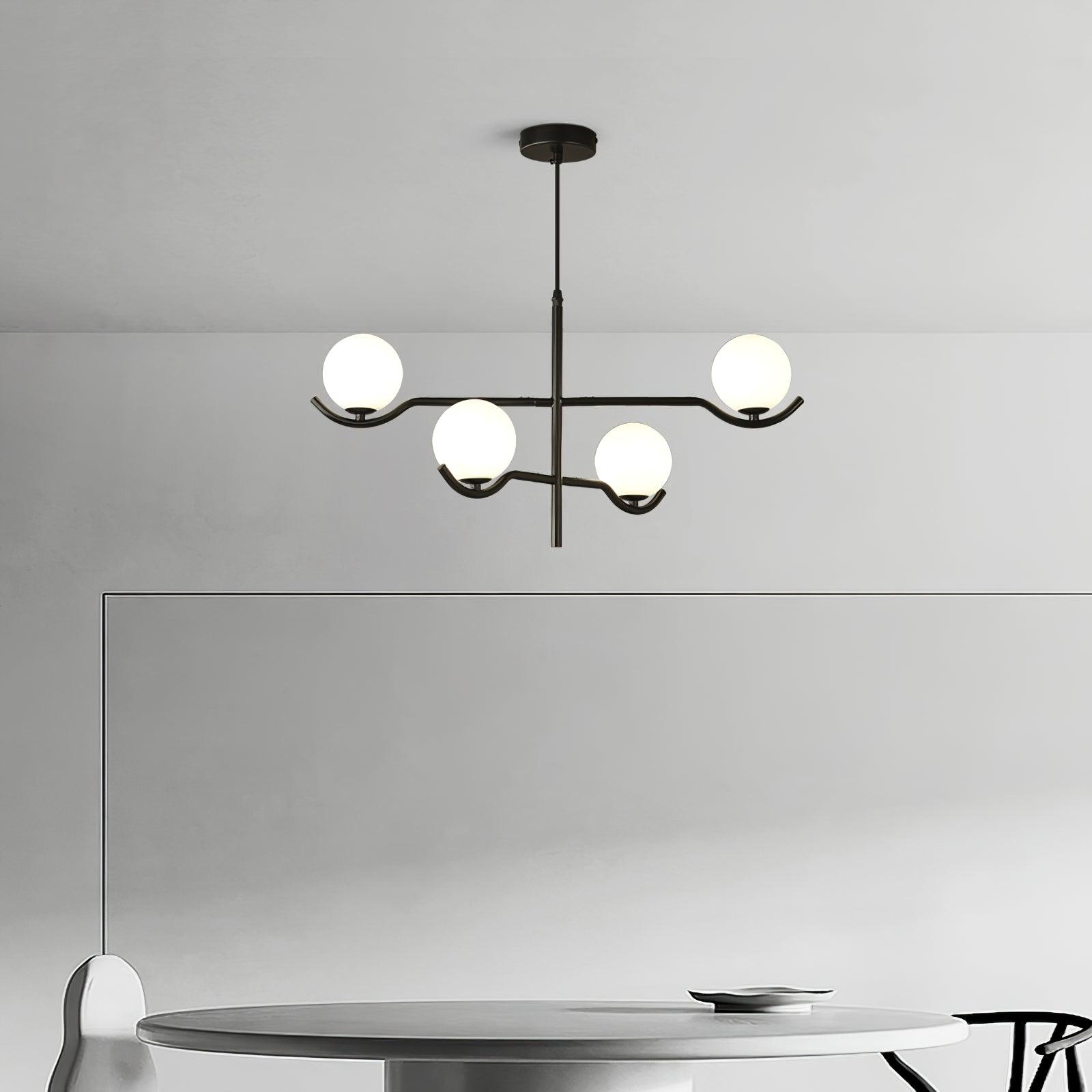 Lustra Pendelleuchte Rahmen Schwarz Glas-Letslighting