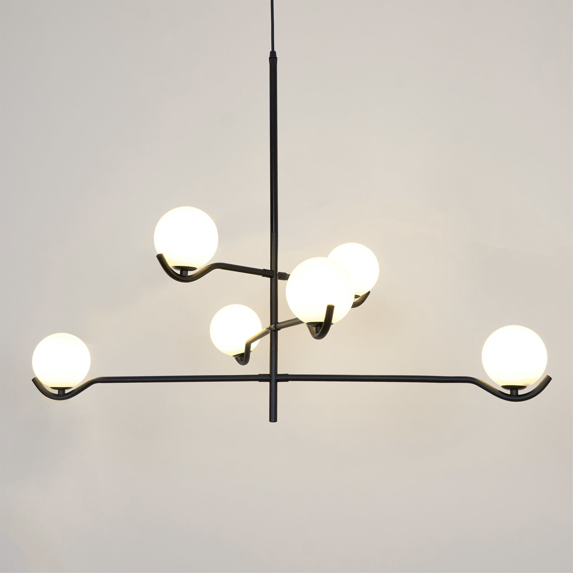 Lustra Pendelleuchte Rahmen Schwarz Glas-Letslighting