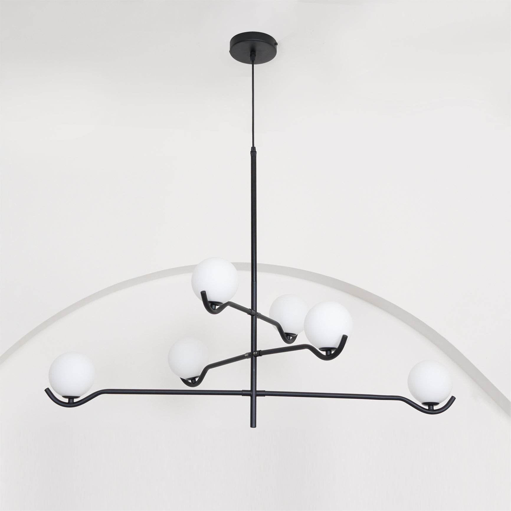 Lustra Pendelleuchte Rahmen Schwarz Glas-Letslighting