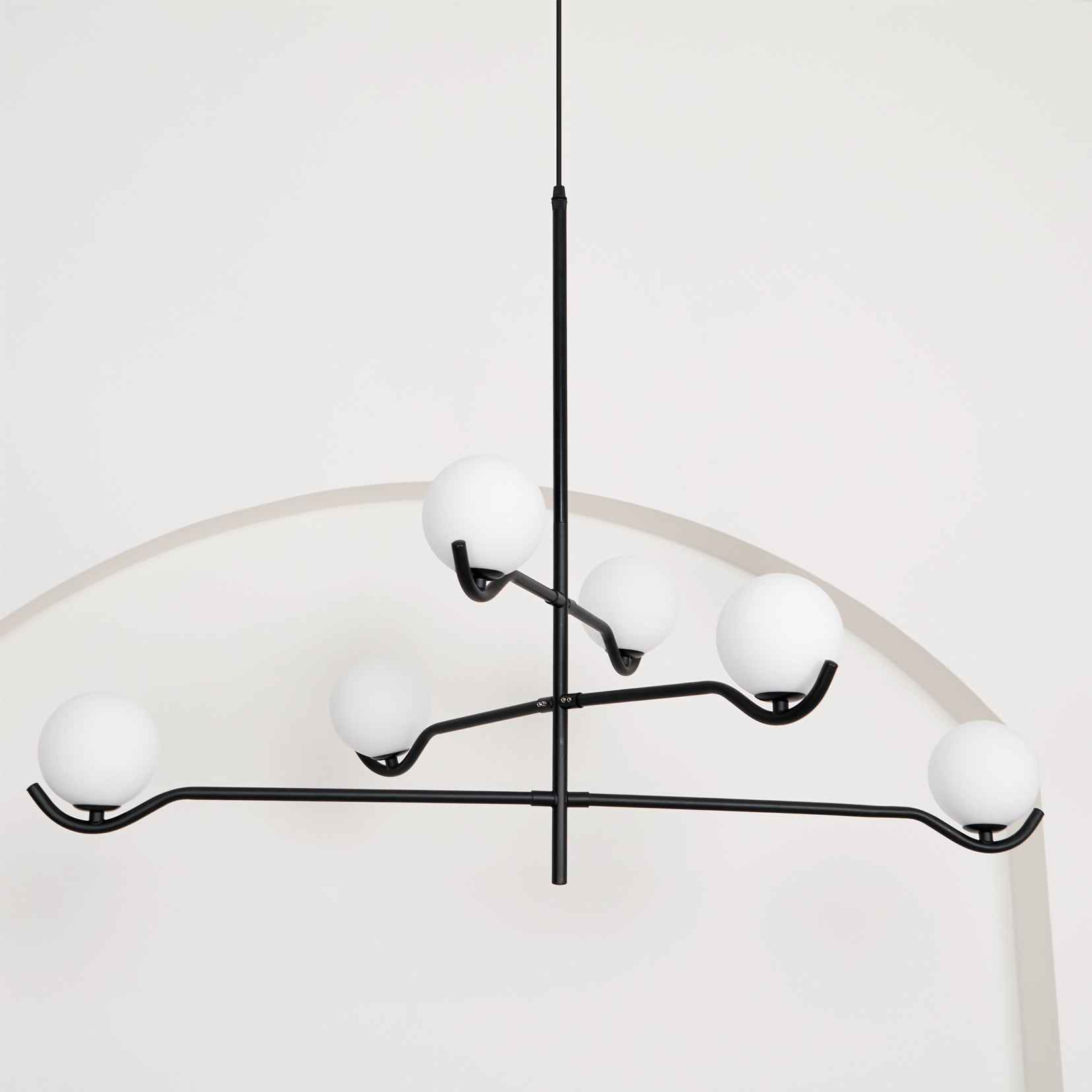 Lustra Pendelleuchte Rahmen Schwarz Glas-Letslighting