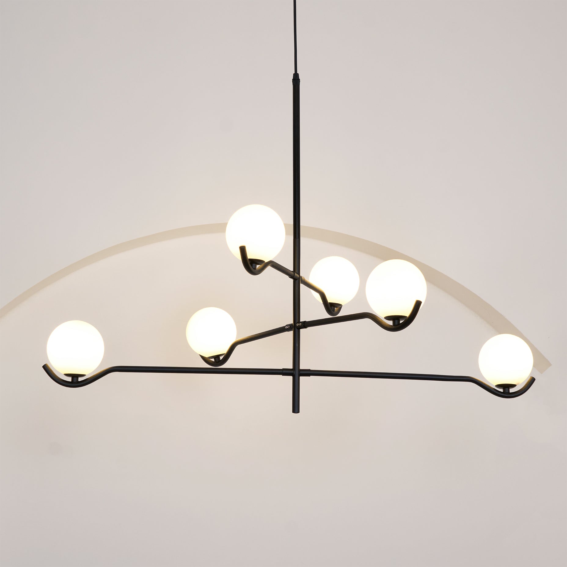 Lustra Pendelleuchte Rahmen Schwarz Glas-Letslighting