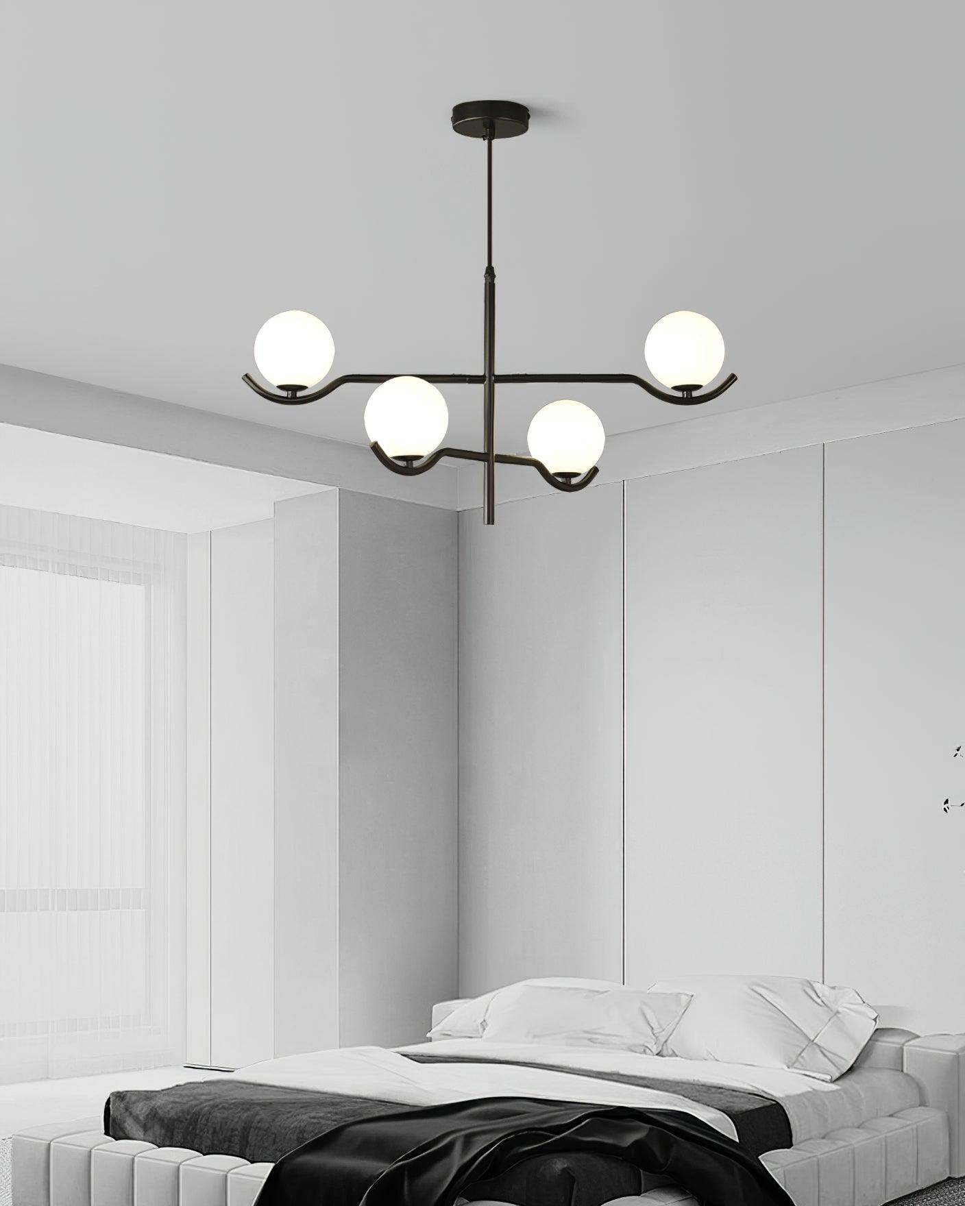 Lustra Pendelleuchte Rahmen Schwarz Glas-Letslighting