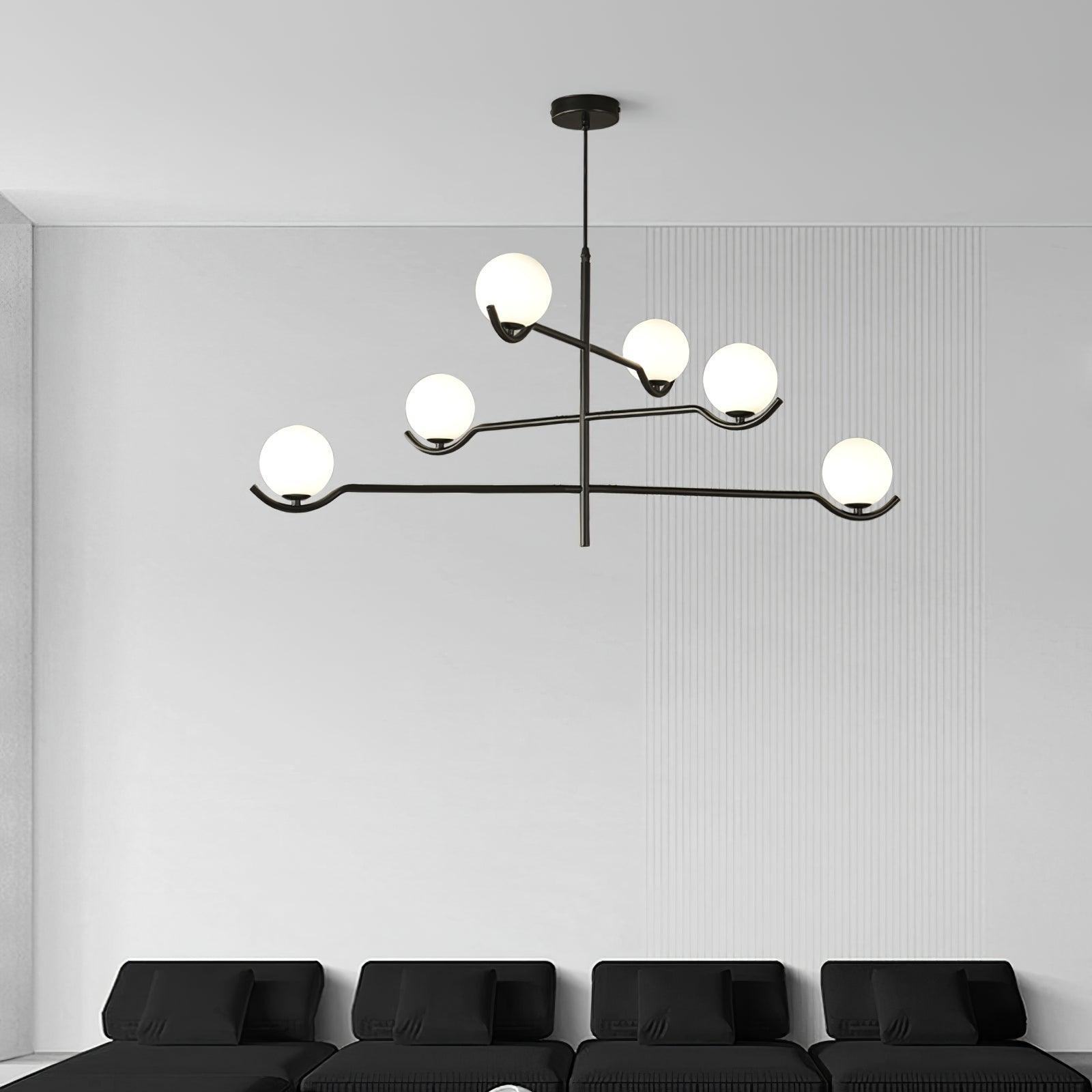 Lustra Pendelleuchte Rahmen Schwarz Glas-Letslighting