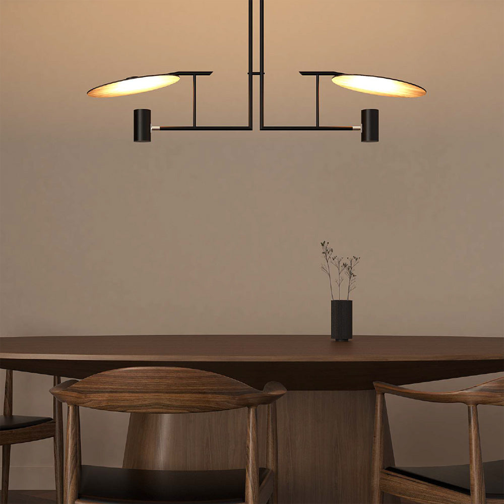 Warp Eleganter linearer Kronleuchter aus Holz-Letslighting
