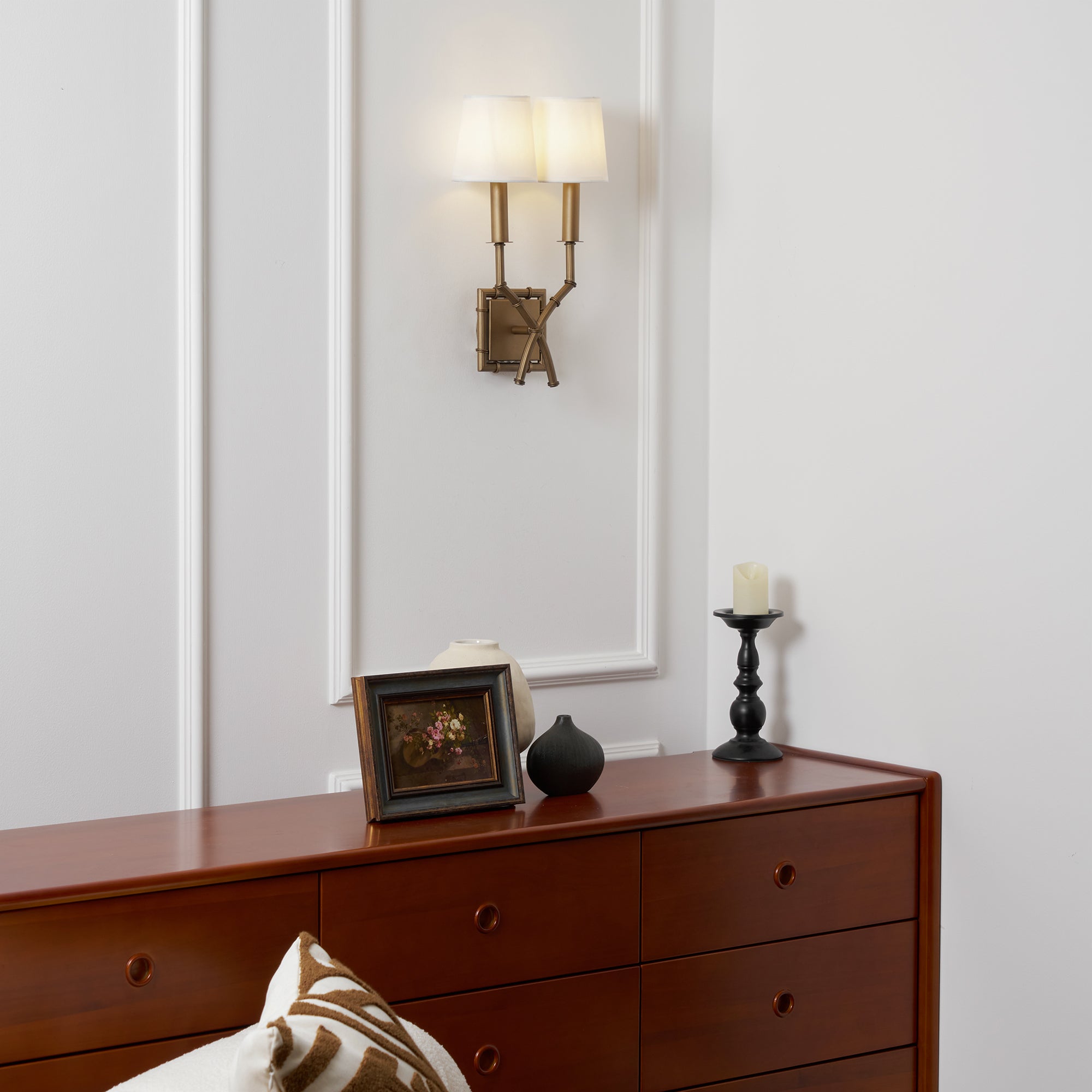 Yelp Industrielle Vintage Wandleuchte aus Bambusgewebe-Letslighting