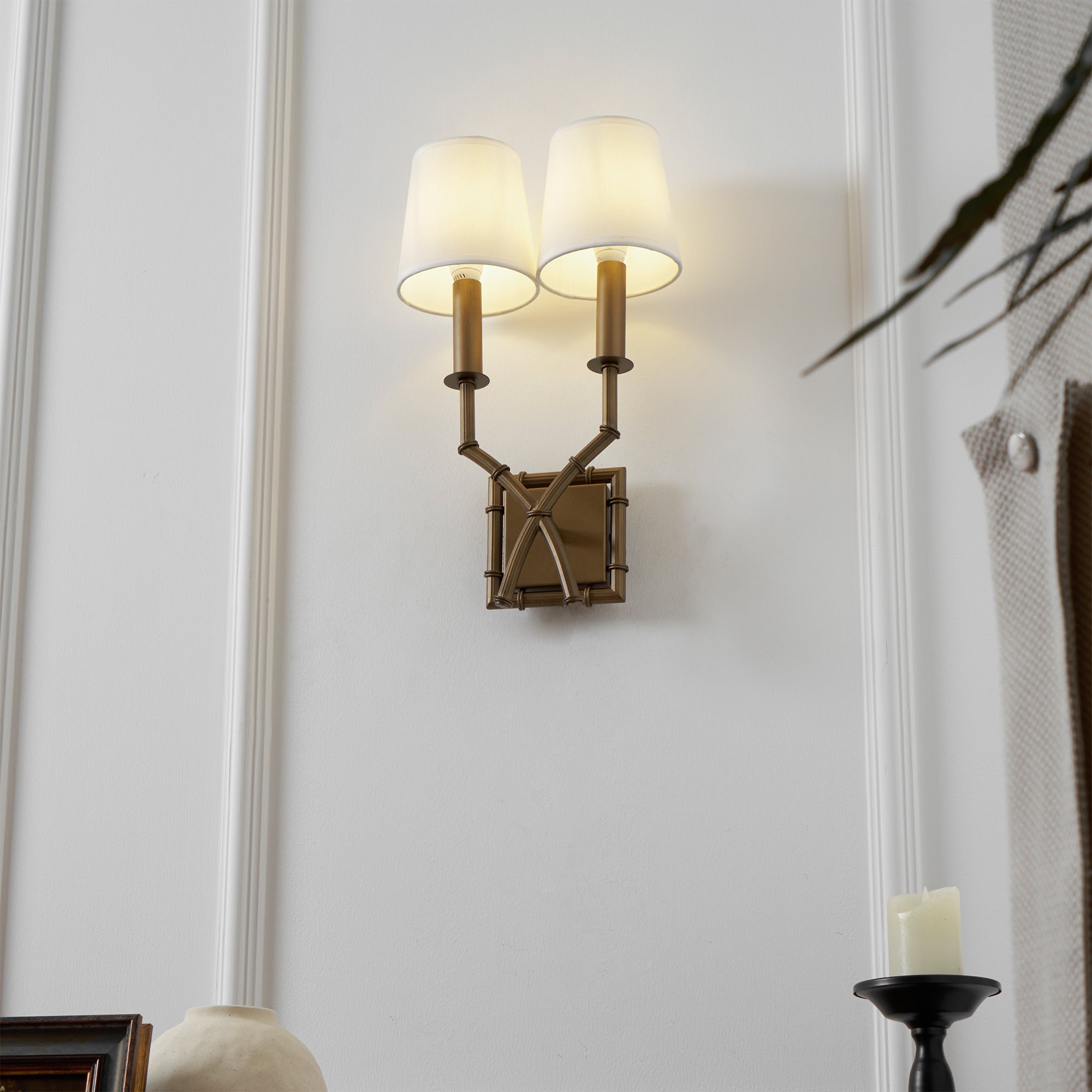 Yelp Industrielle Vintage Wandleuchte aus Bambusgewebe-Letslighting