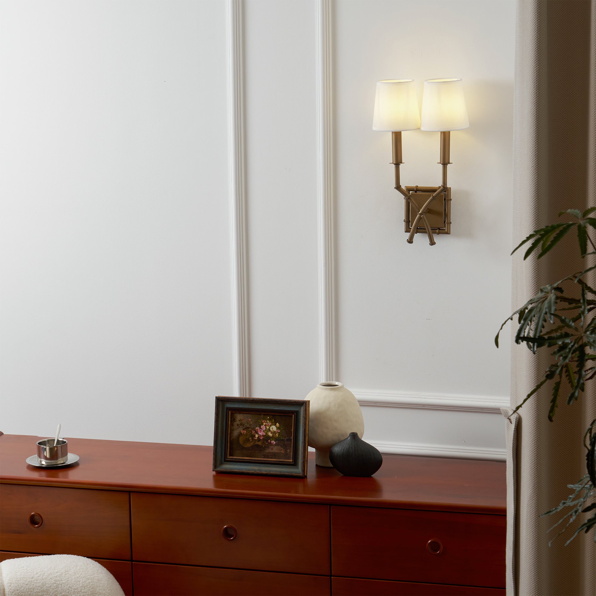 Yelp Industrielle Vintage Wandleuchte aus Bambusgewebe-Letslighting