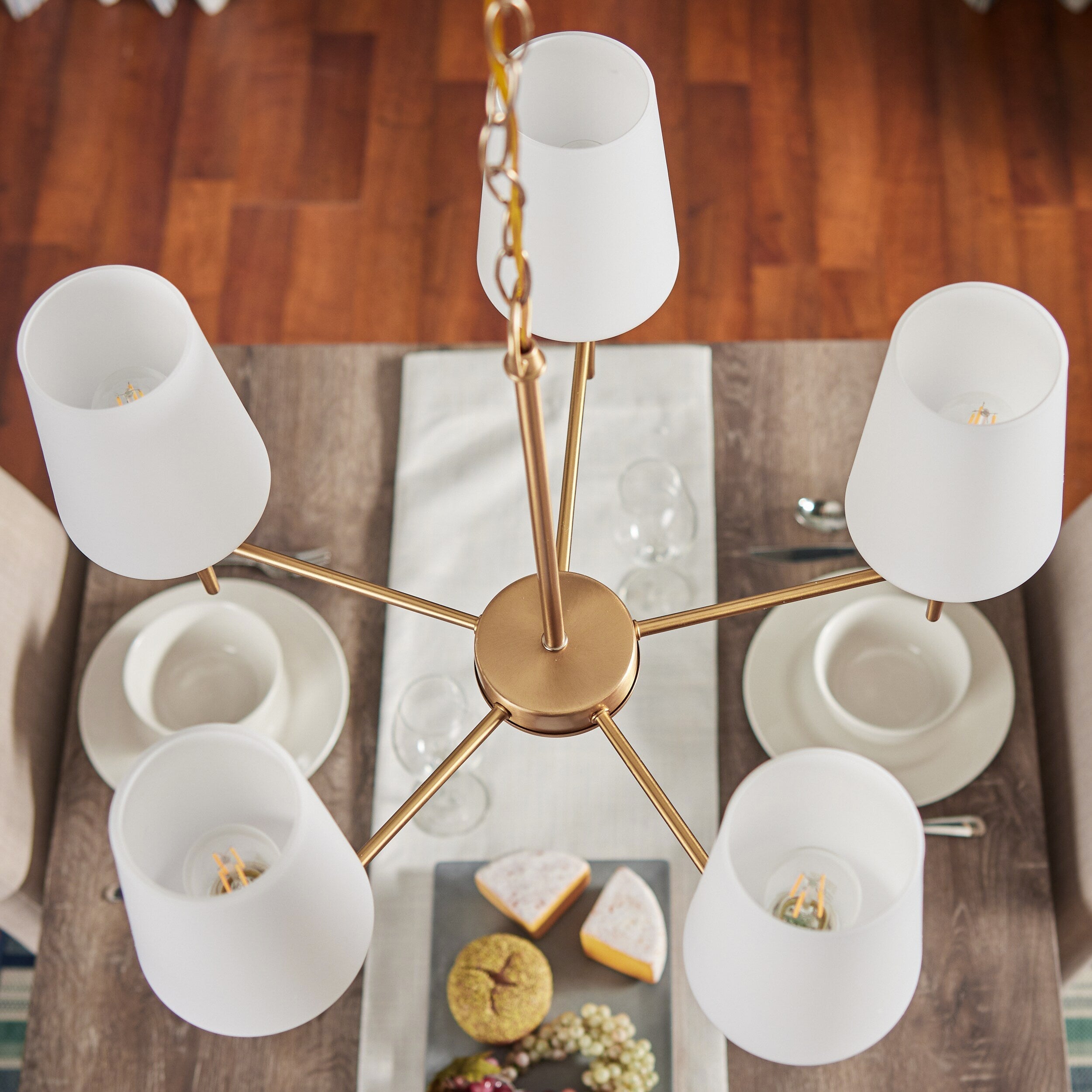 Gaze Eleganter Vintage Messing-Glas-Kronleuchter-Letslighting