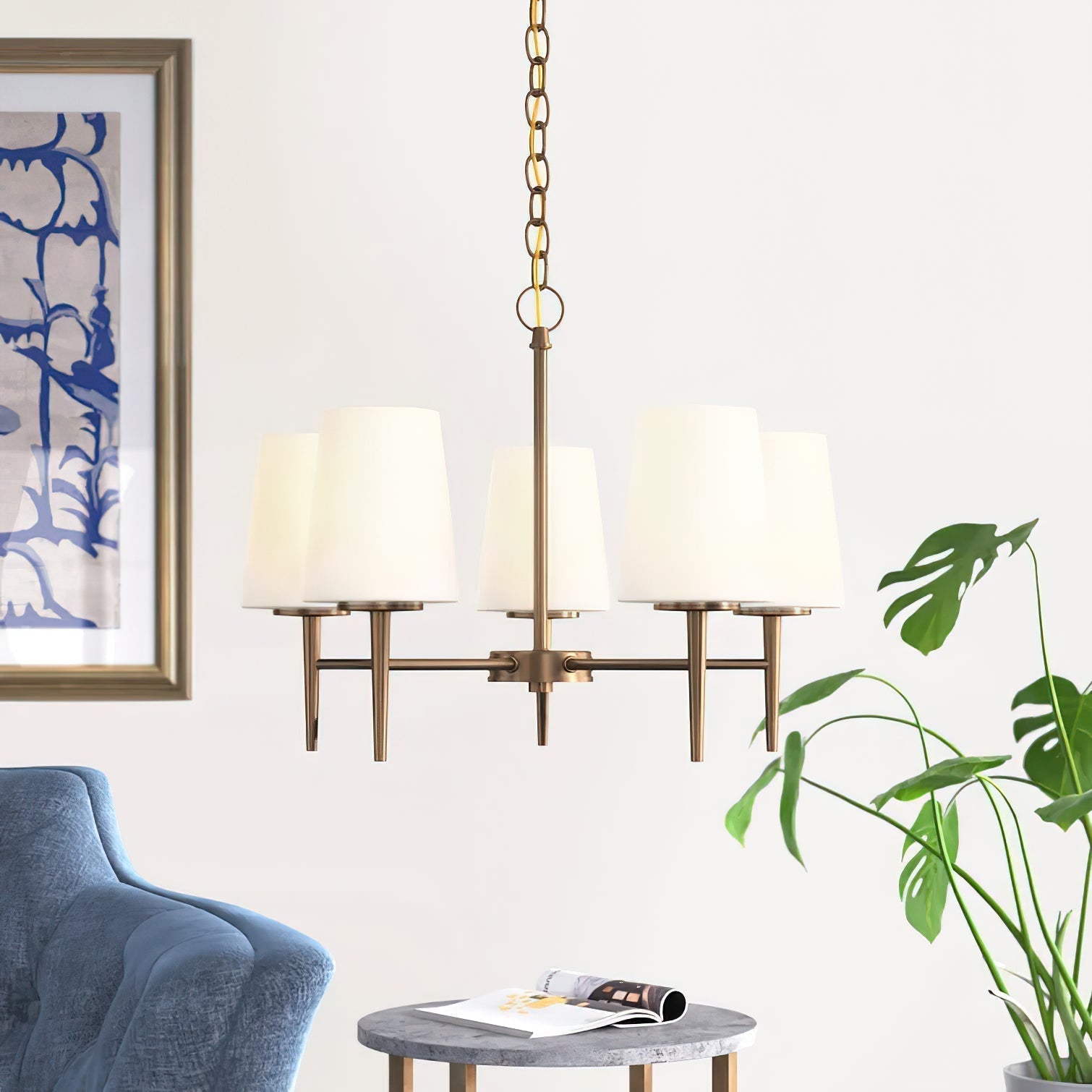 Gaze Eleganter Vintage Messing-Glas-Kronleuchter-Letslighting