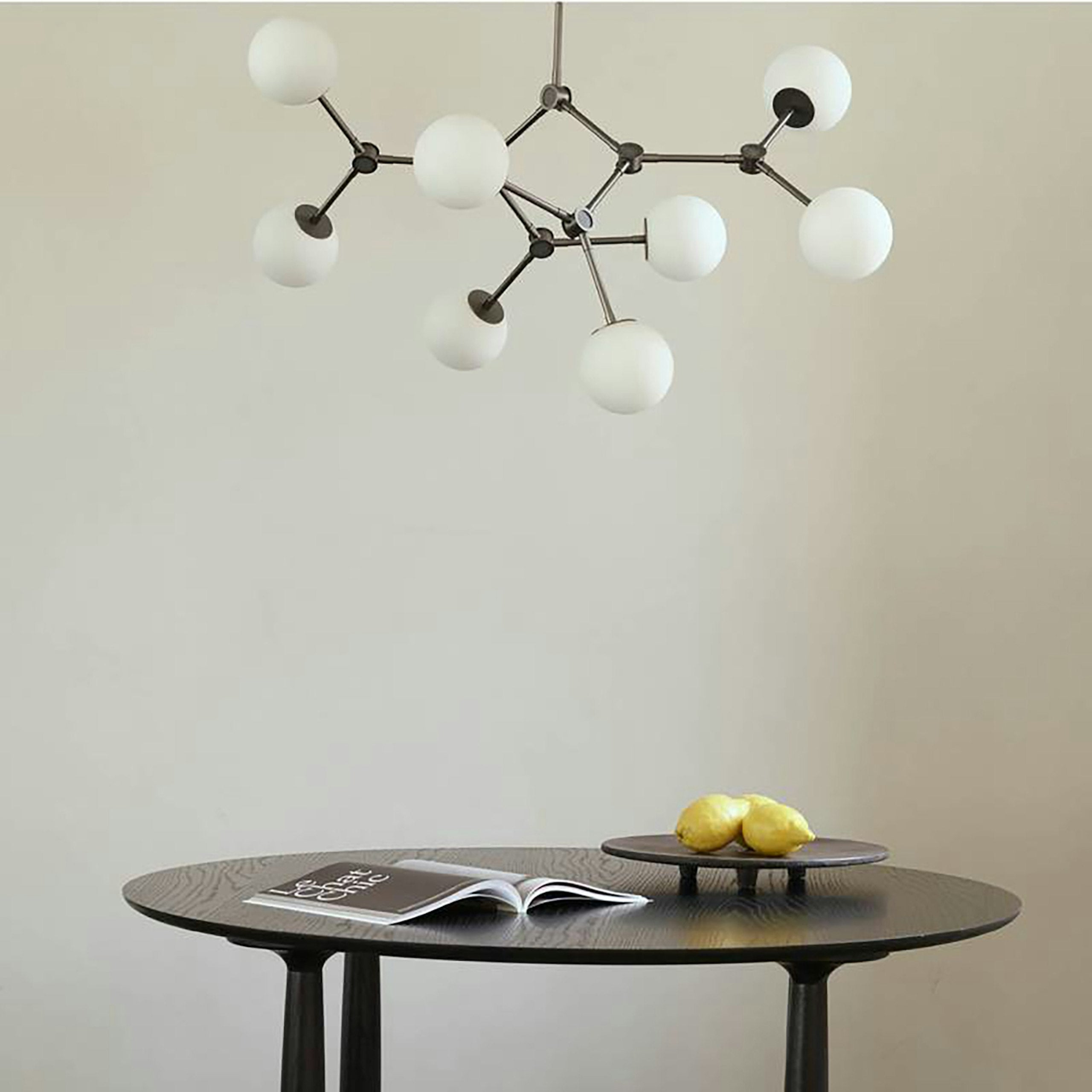 Halo Kugel Schwarzer Glas-Kronleuchter-Letslighting