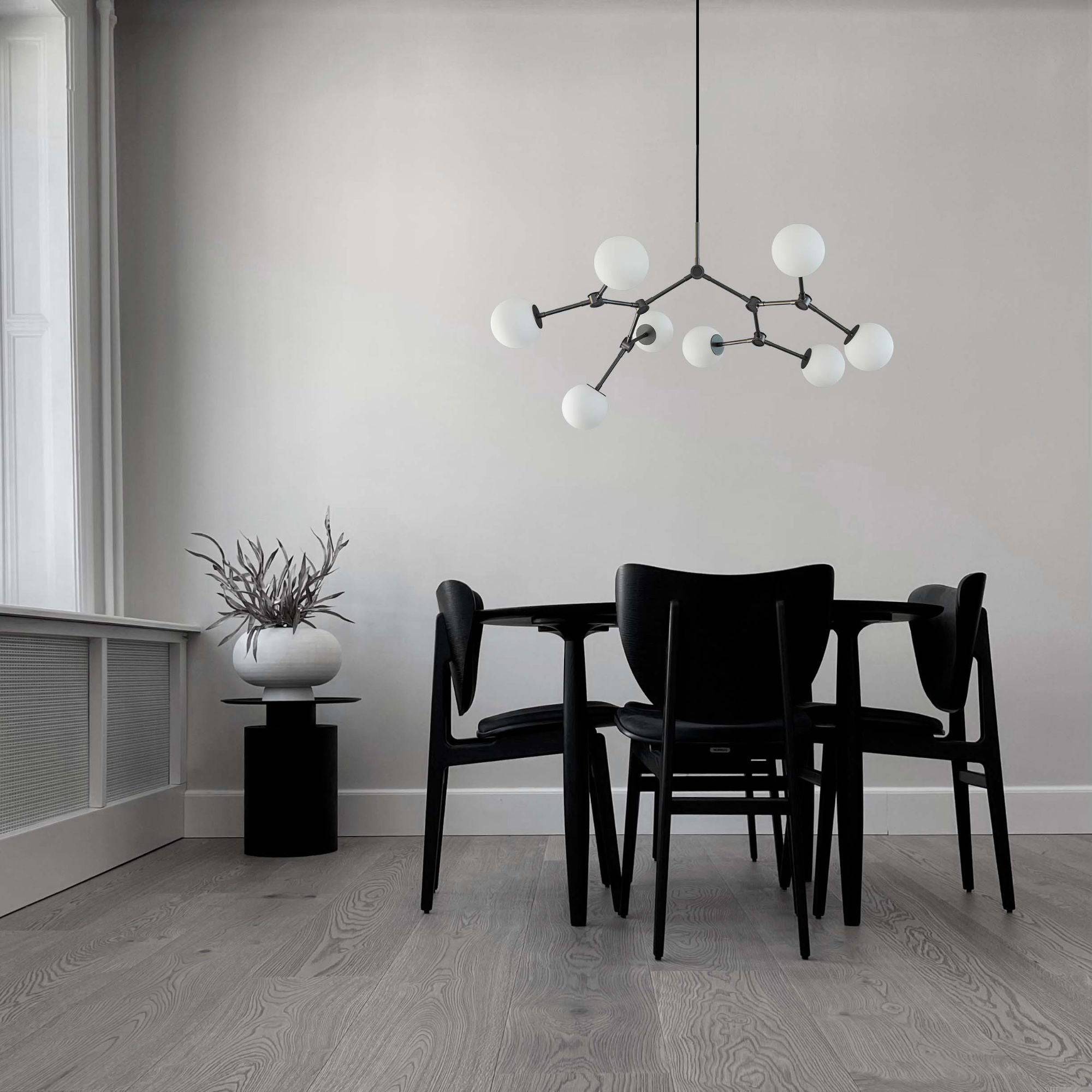 Halo Kugel Schwarzer Glas-Kronleuchter-Letslighting