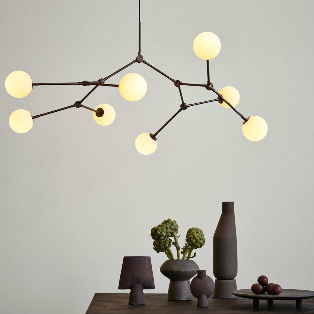 Halo Kugel Schwarzer Glas-Kronleuchter-Letslighting