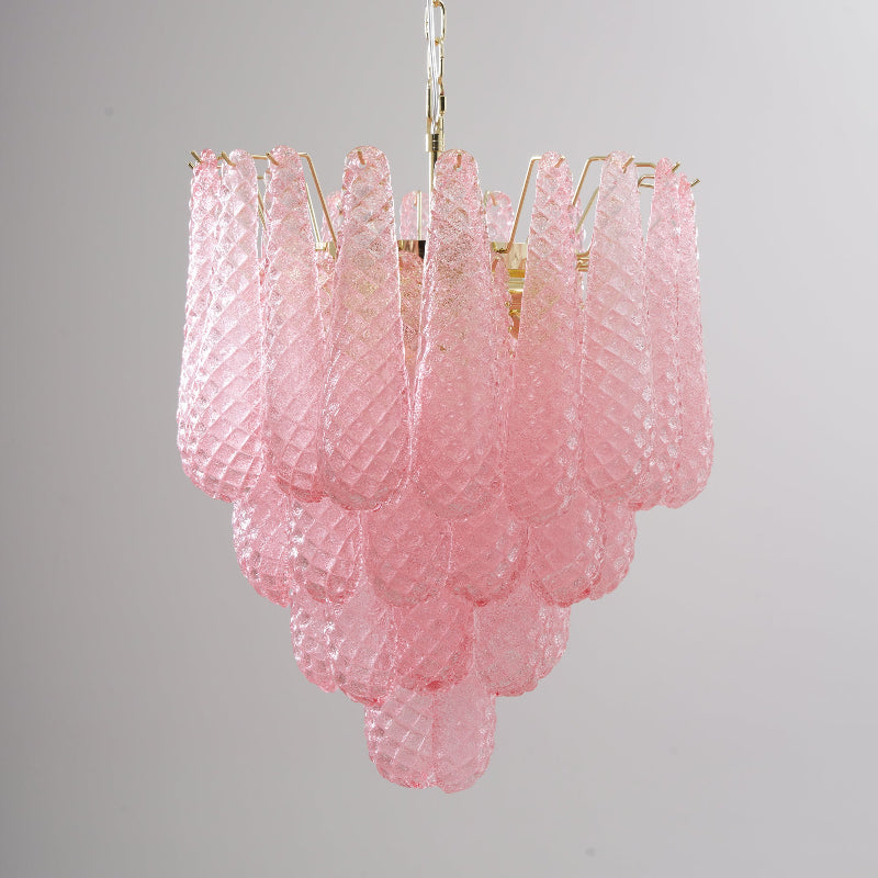 Junto Postmodern Luxury Drop Pink Metal Glass Chandelier - Letslighting