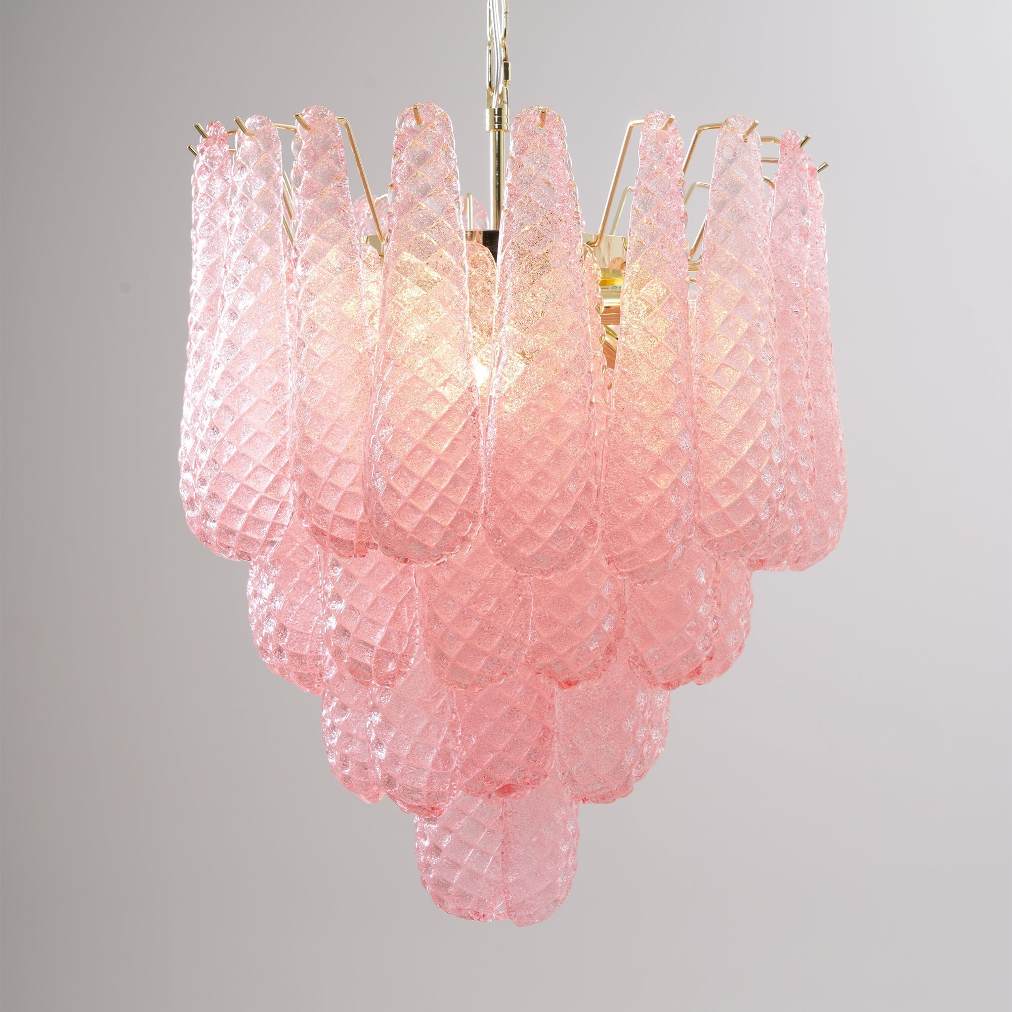 Junto Postmodern Luxury Drop Pink Metal Glass Chandelier - Letslighting