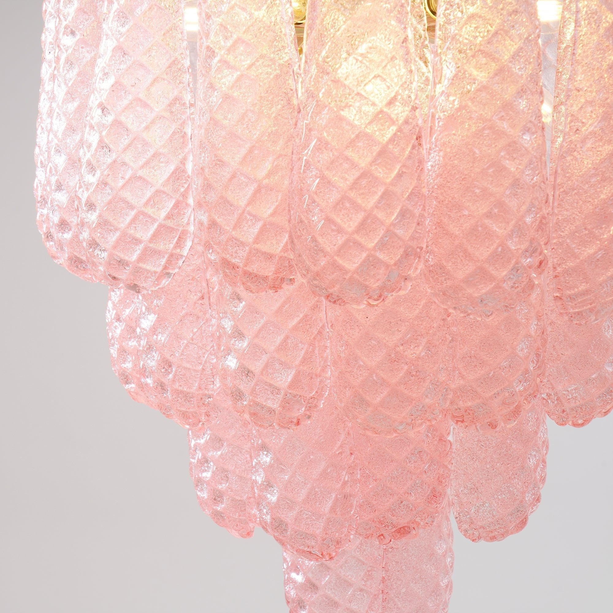 Aurora Chandelier Pink Droplet Murano Glass Diamond Pattern Waterfall - Neutralighting