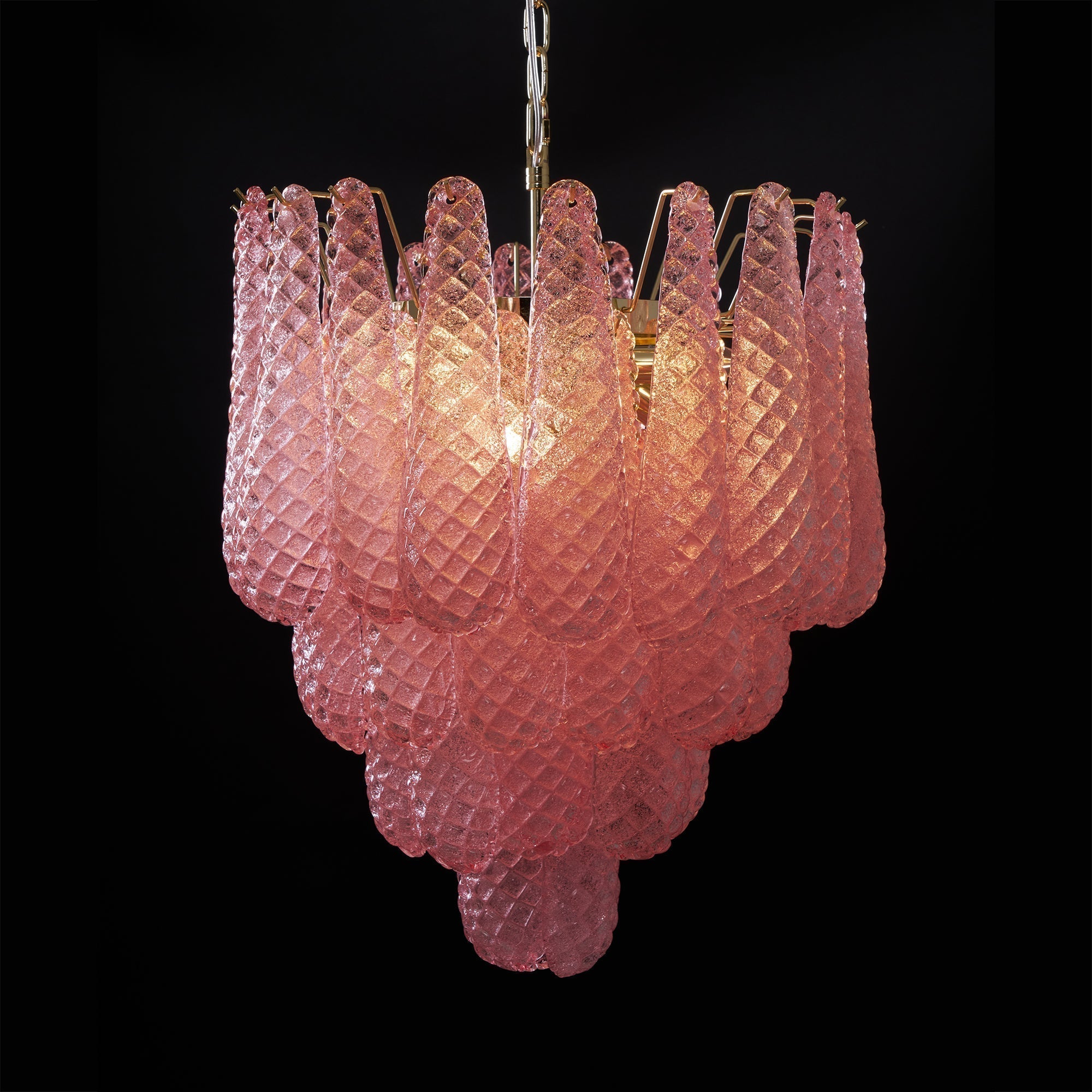 Junto Postmodern Luxury Drop Pink Metal Glass Chandelier - Letslighting