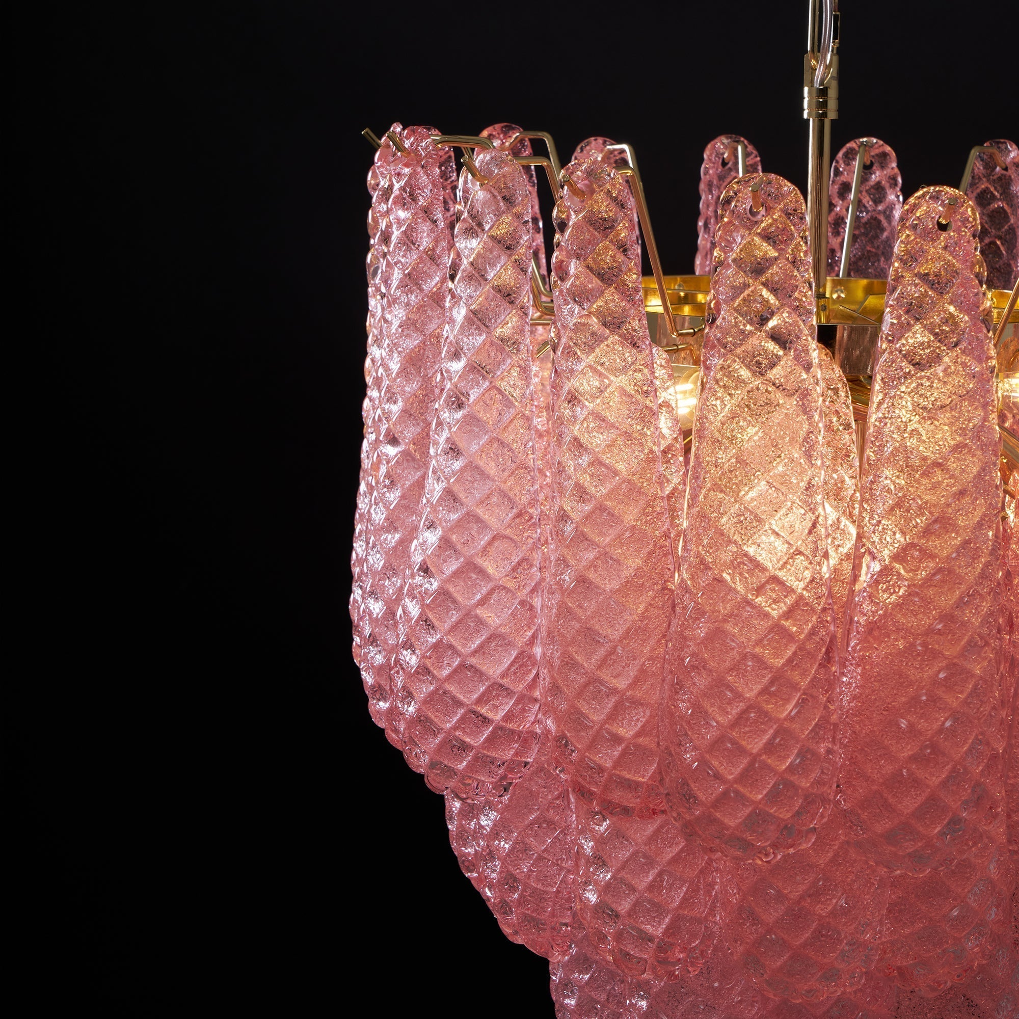 Junto Postmodern Luxury Drop Pink Metal Glass Chandelier - Letslighting