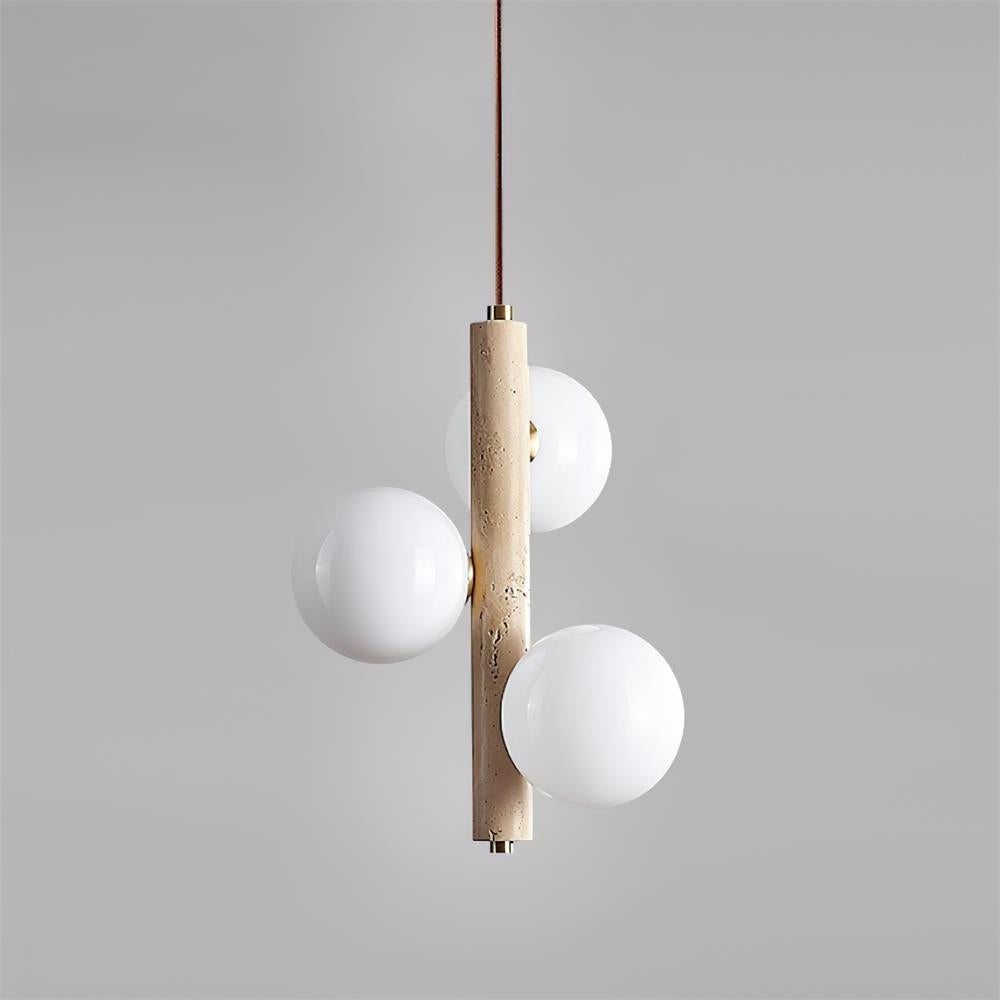 Orbitra Vertical Pendant Lamp Travertine & Glass - Letslighting