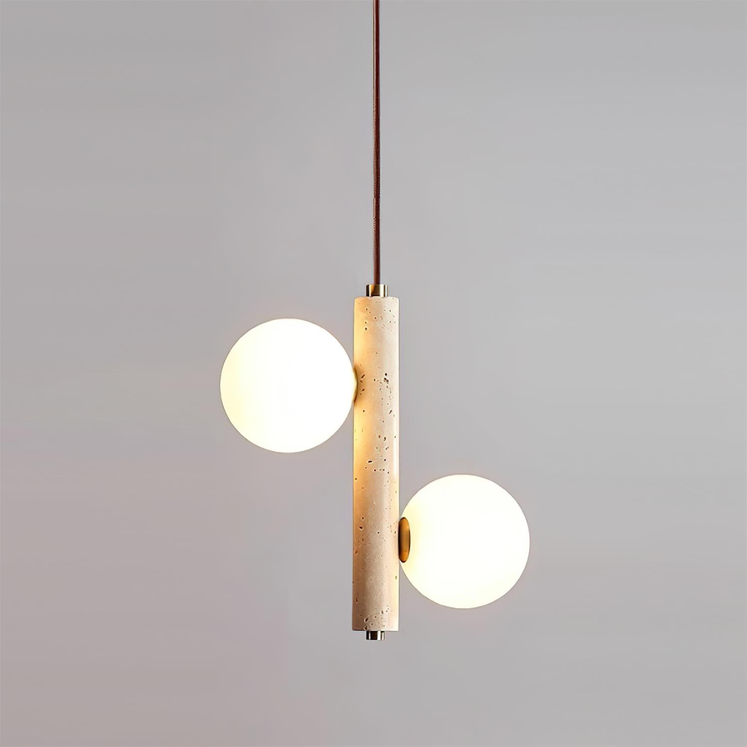 Orbitra Vertical Pendant Lamp Travertine & Glass - Letslighting