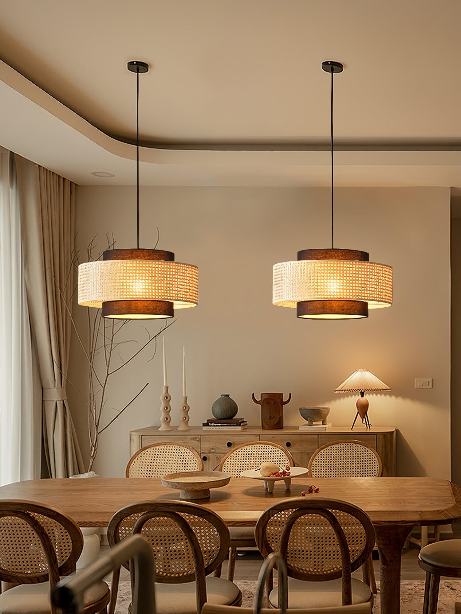 Zerither Rattan Stoff Anhänger Licht-Letslighting