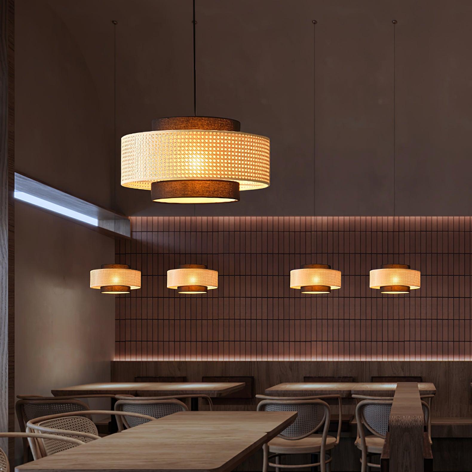 Zerither Rattan Stoff Anhänger Licht-Letslighting