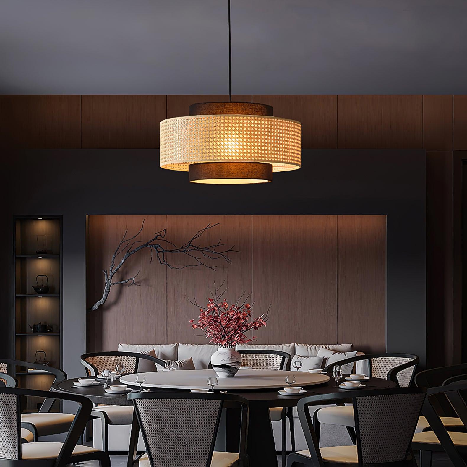 Zerither Rattan Stoff Anhänger Licht-Letslighting