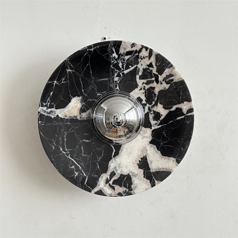 Alba Modern Minimalist Chrome Marble Metal Wall Lamp - Letslighting