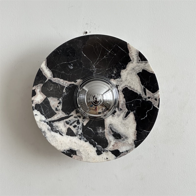 Alba Modern Minimalist Chrome Marble Metal Wall Lamp - Letslighting