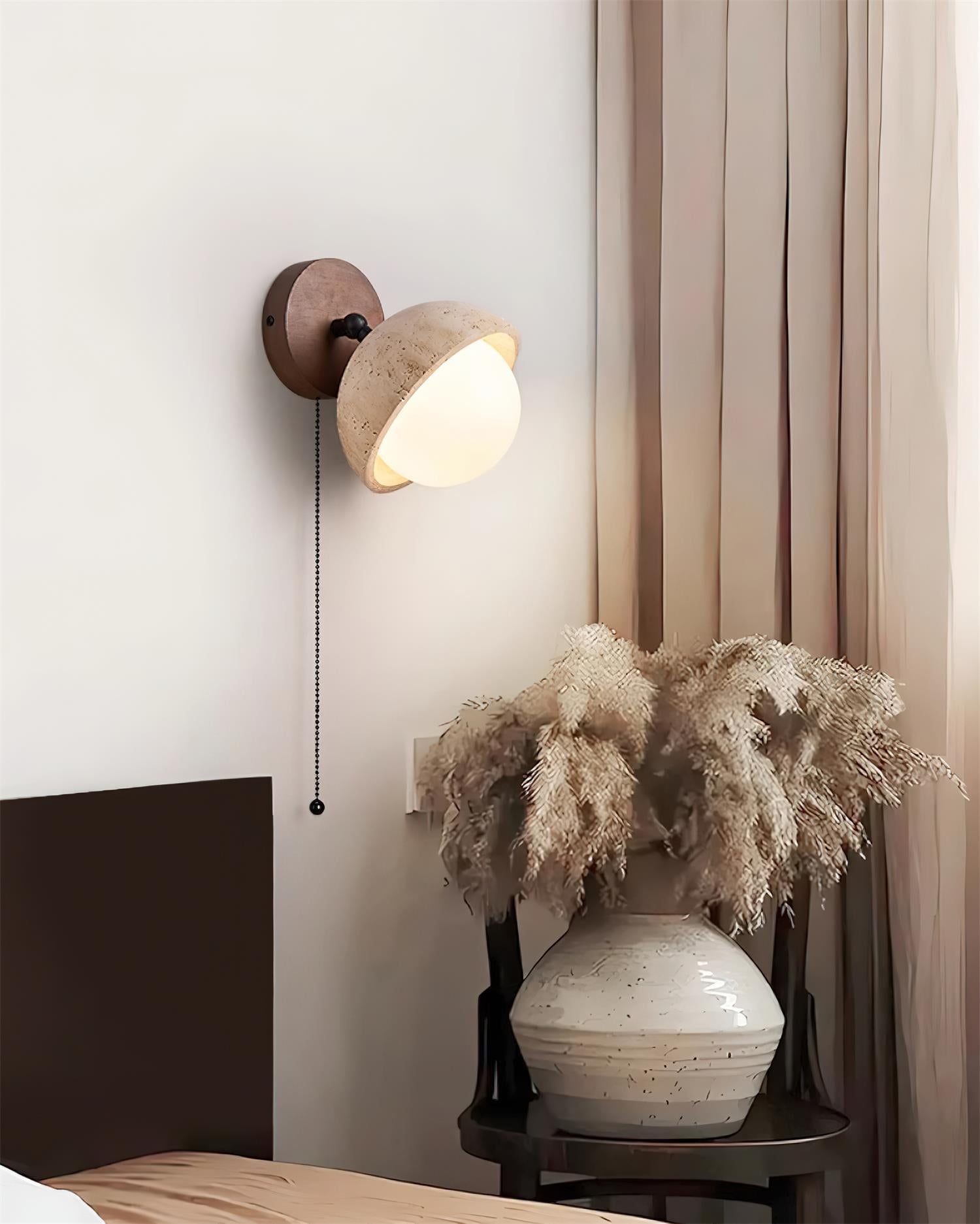 Wall Lamp Travertine and Wood Minimalist Soft Glow Modern Accent - Letslighting