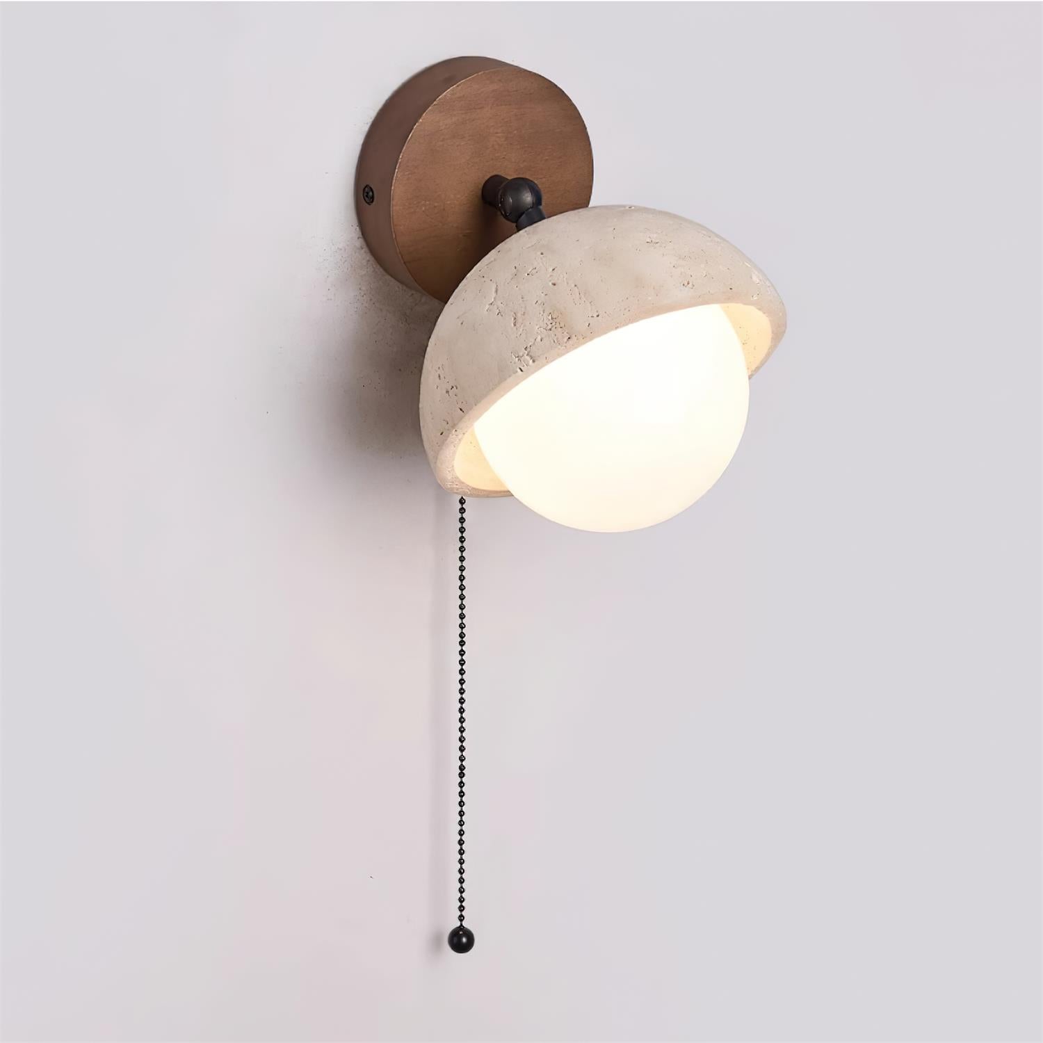 Wall Lamp Travertine and Wood Minimalist Soft Glow Modern Accent - Letslighting