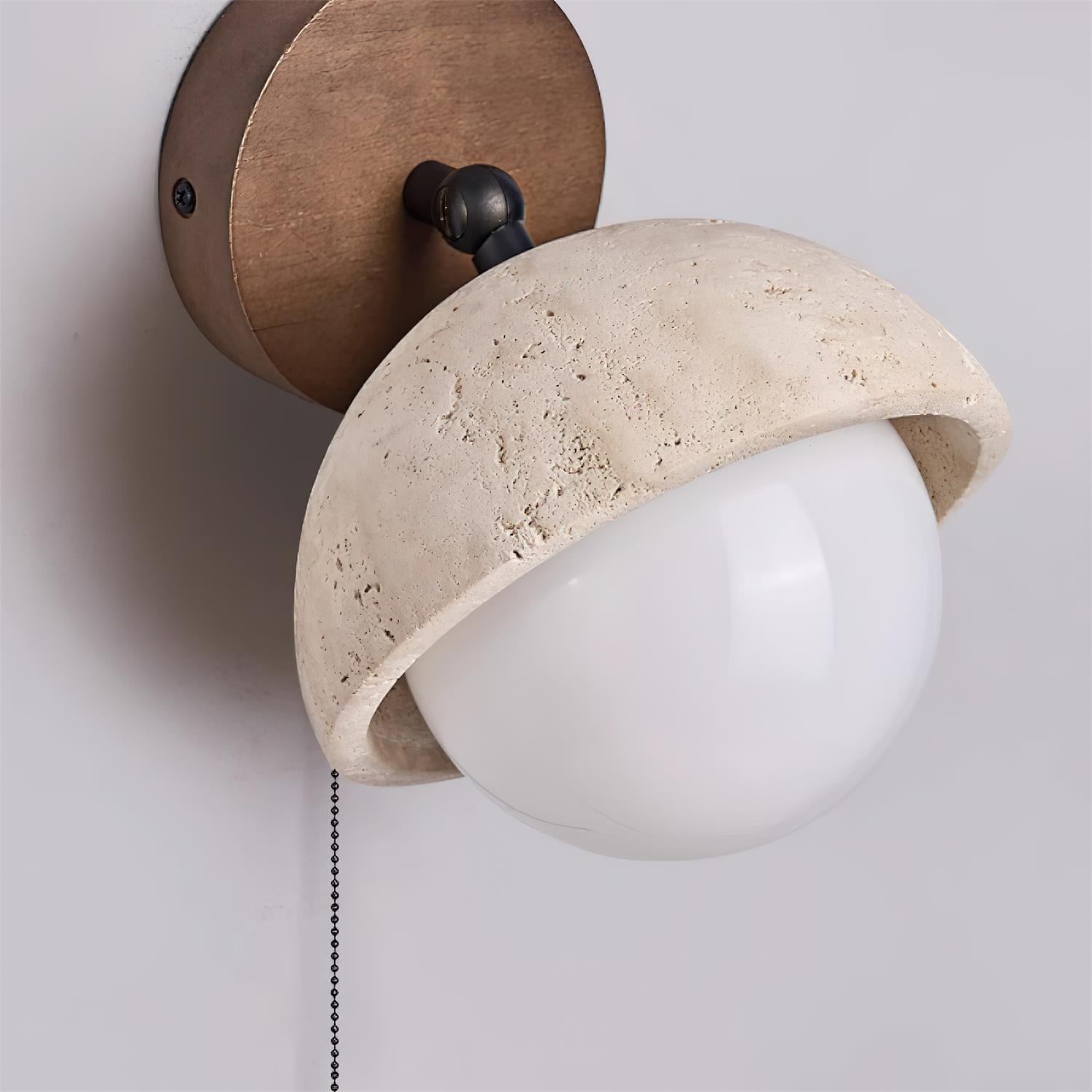 Wall Lamp Travertine and Wood Minimalist Soft Glow Modern Accent - Letslighting